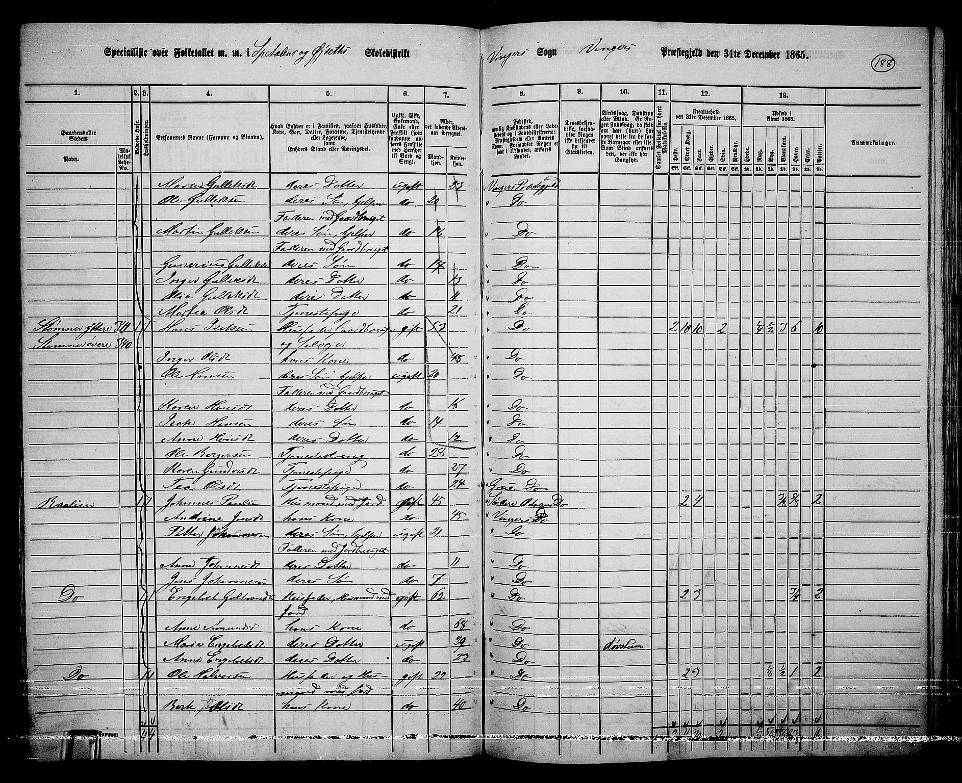 RA, 1865 census for Vinger/Vinger og Austmarka, 1865, p. 173