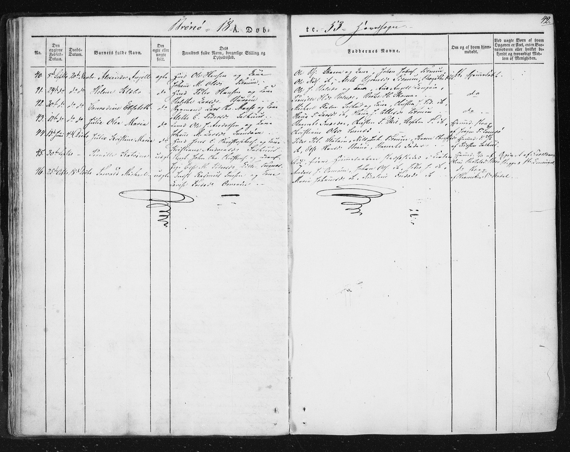 Ministerialprotokoller, klokkerbøker og fødselsregistre - Nordland, AV/SAT-A-1459/813/L0198: Parish register (official) no. 813A08, 1834-1874, p. 42