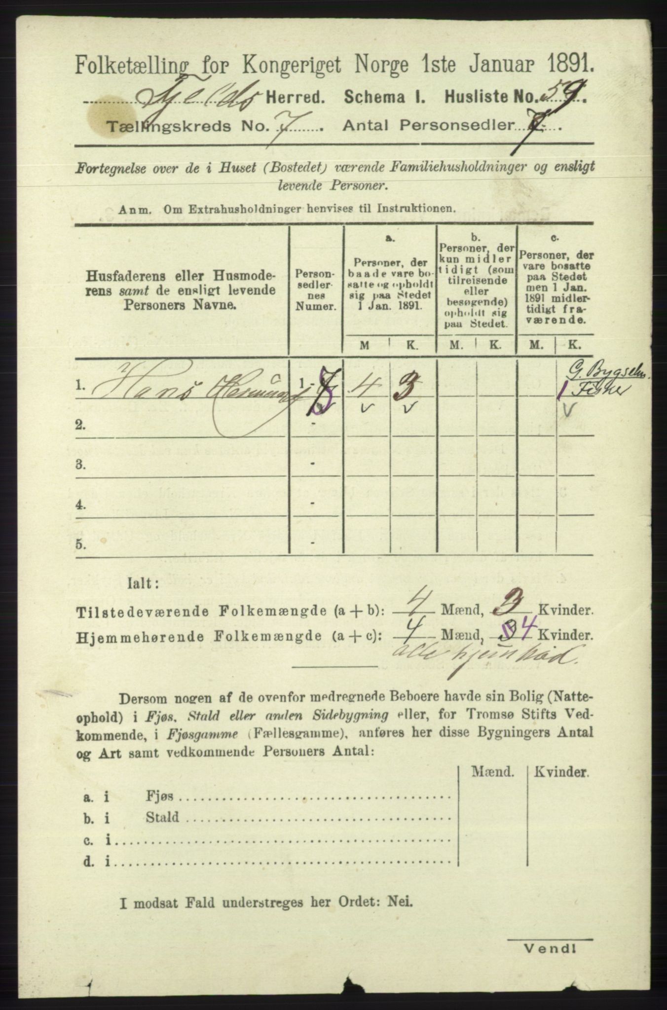 RA, 1891 census for 1246 Fjell, 1891, p. 3405