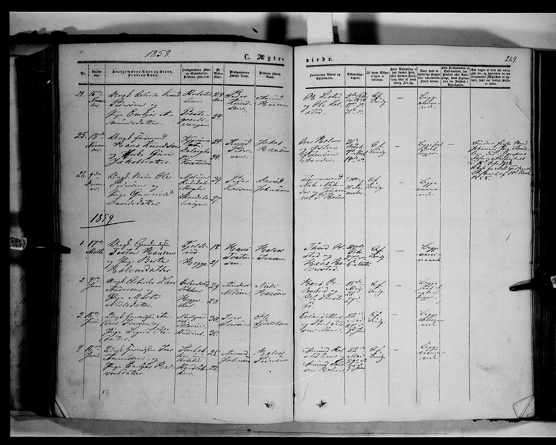 Sør-Fron prestekontor, AV/SAH-PREST-010/H/Ha/Haa/L0001: Parish register (official) no. 1, 1849-1863, p. 269