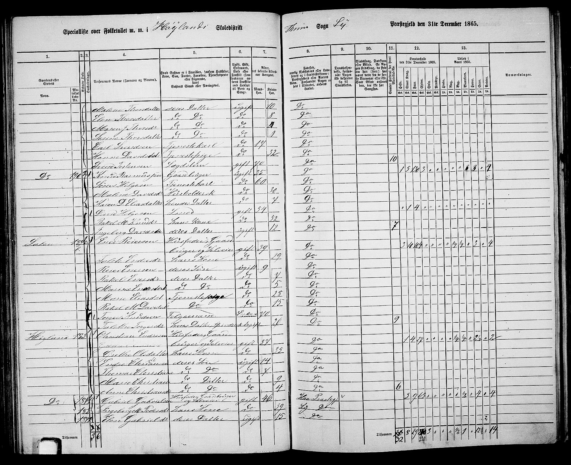 RA, 1865 census for Lye, 1865, p. 60