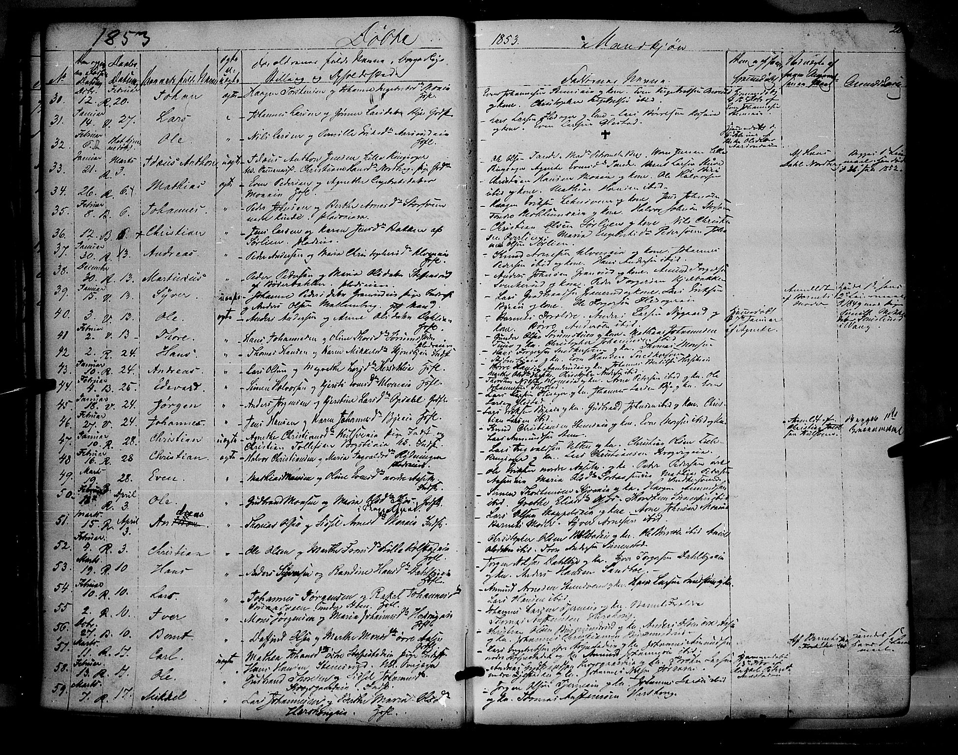 Ringsaker prestekontor, AV/SAH-PREST-014/K/Ka/L0009: Parish register (official) no. 9, 1850-1860, p. 20