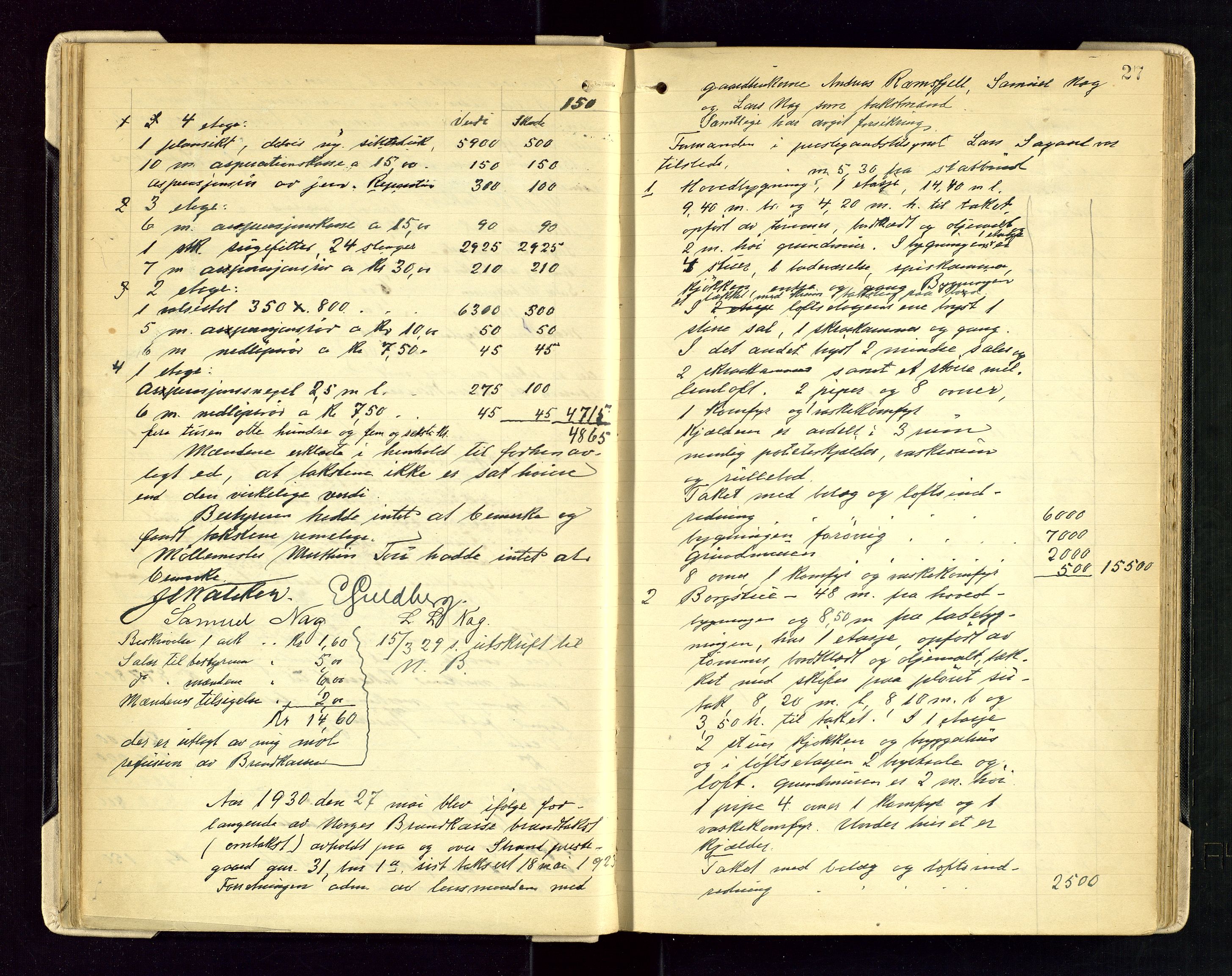 Strand og Forsand lensmannskontor, SAST/A-100451/Goa/L0003: Branntakstprotokoll, 1922-1947, p. 26b-27a