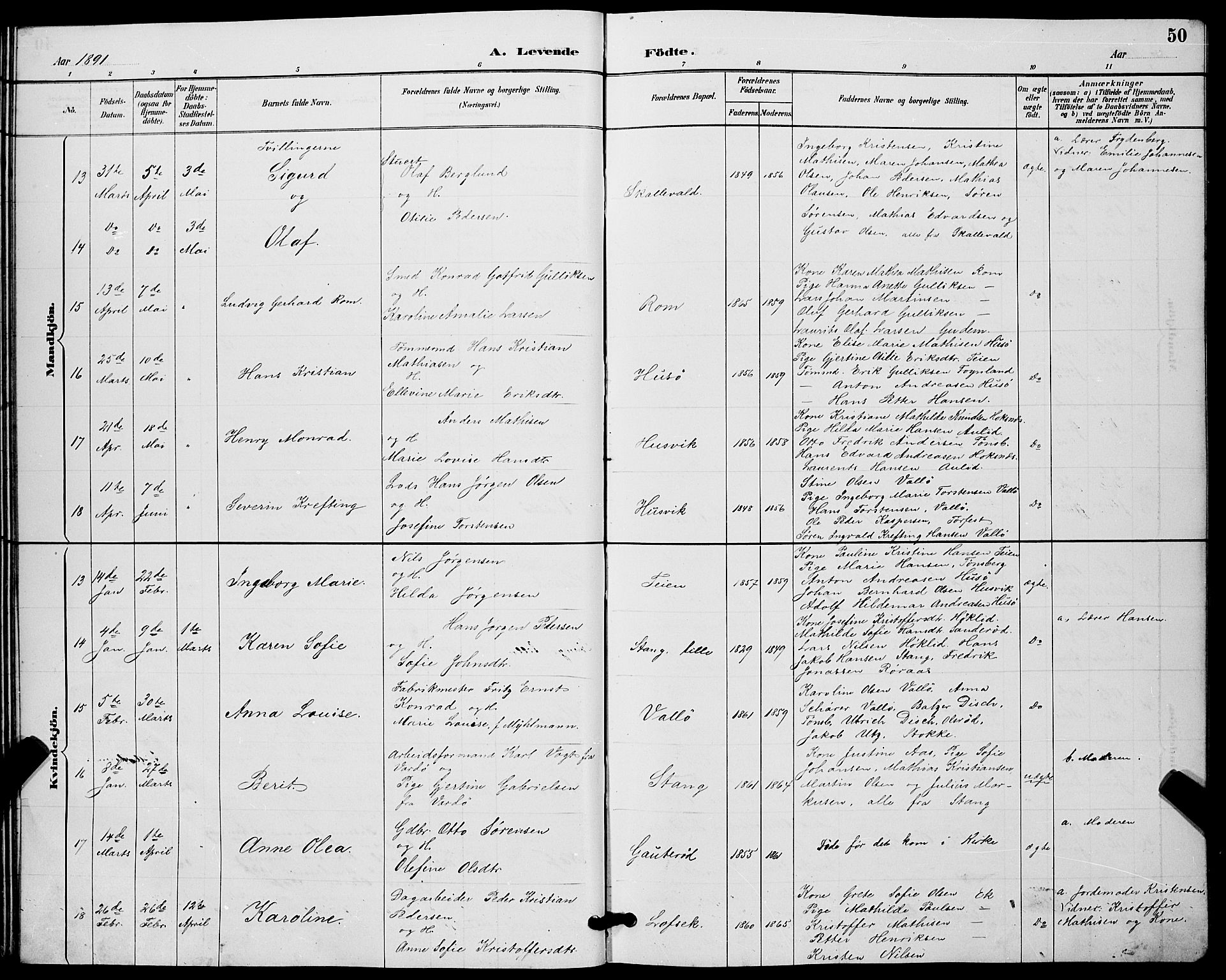 Sem kirkebøker, AV/SAKO-A-5/G/Gb/L0002: Parish register (copy) no. II 2, 1886-1899, p. 50