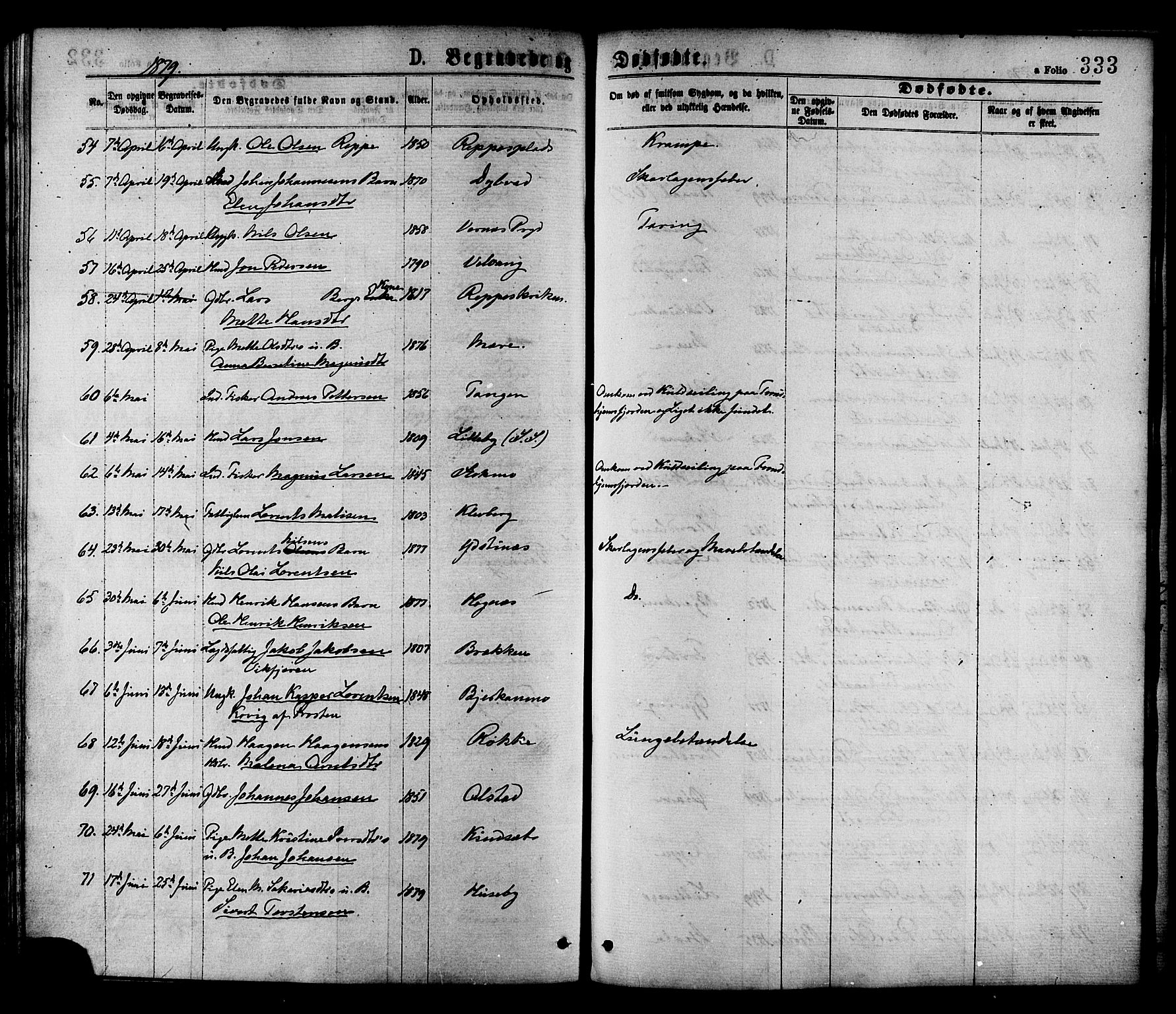 Ministerialprotokoller, klokkerbøker og fødselsregistre - Nord-Trøndelag, AV/SAT-A-1458/709/L0076: Parish register (official) no. 709A16, 1871-1879, p. 333