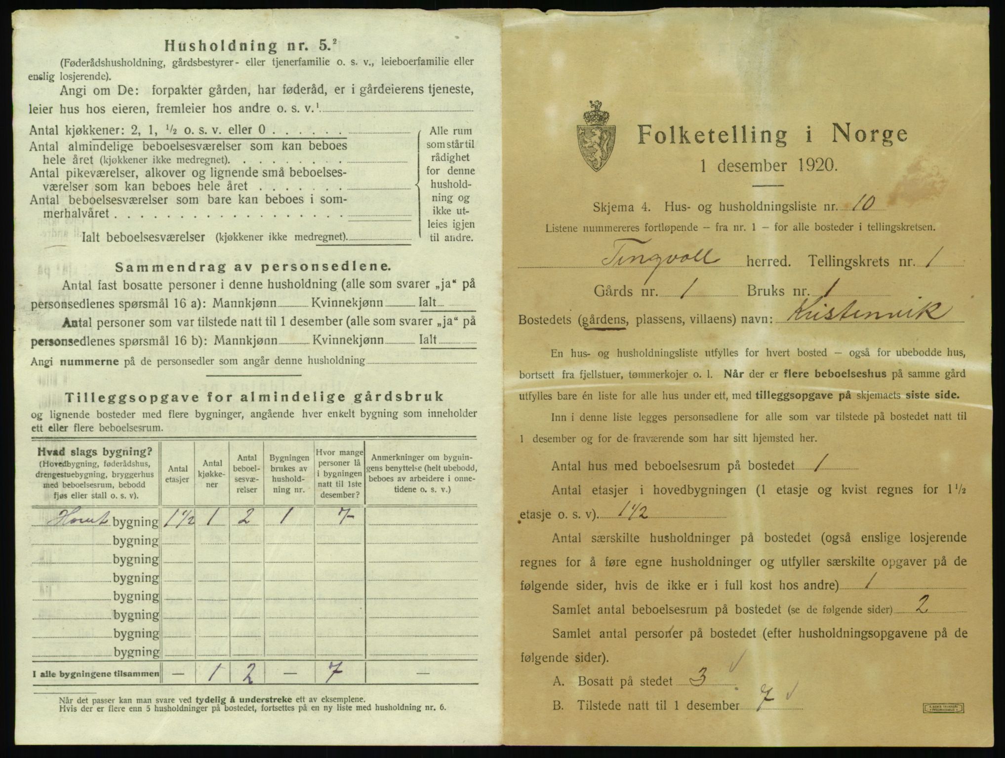 SAT, 1920 census for Tingvoll, 1920, p. 74