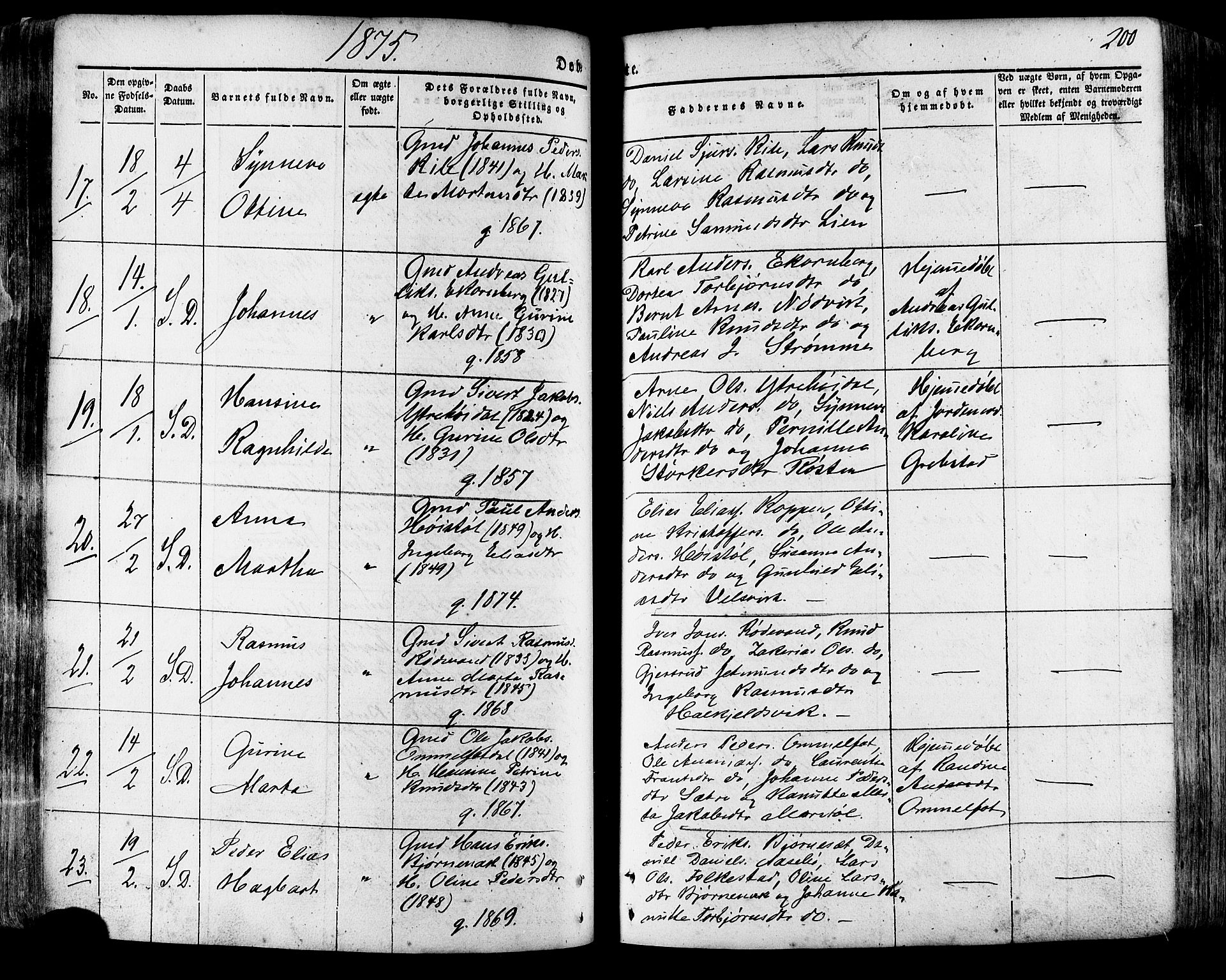 Ministerialprotokoller, klokkerbøker og fødselsregistre - Møre og Romsdal, AV/SAT-A-1454/511/L0140: Parish register (official) no. 511A07, 1851-1878, p. 200