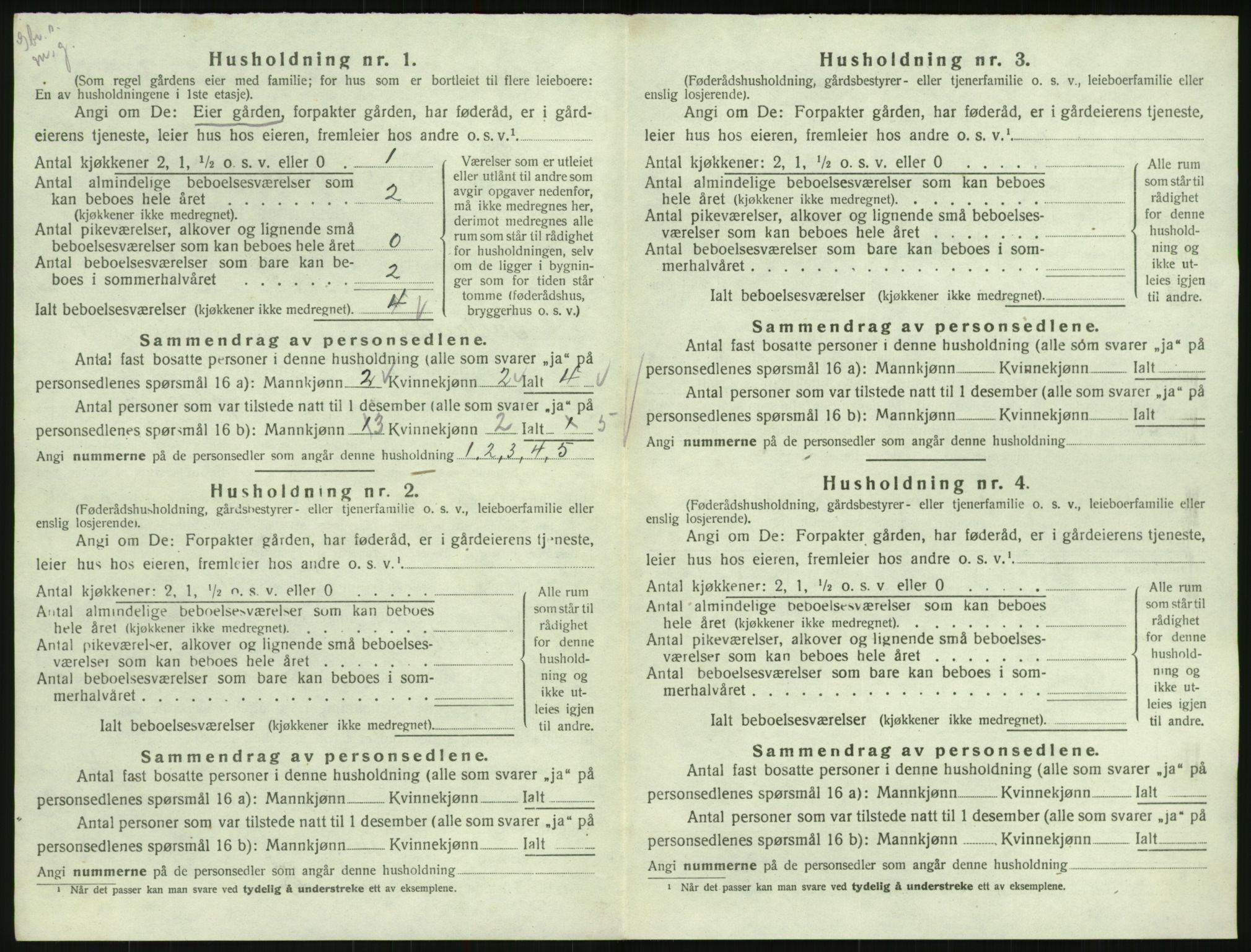 SAK, 1920 census for Iveland, 1920, p. 338