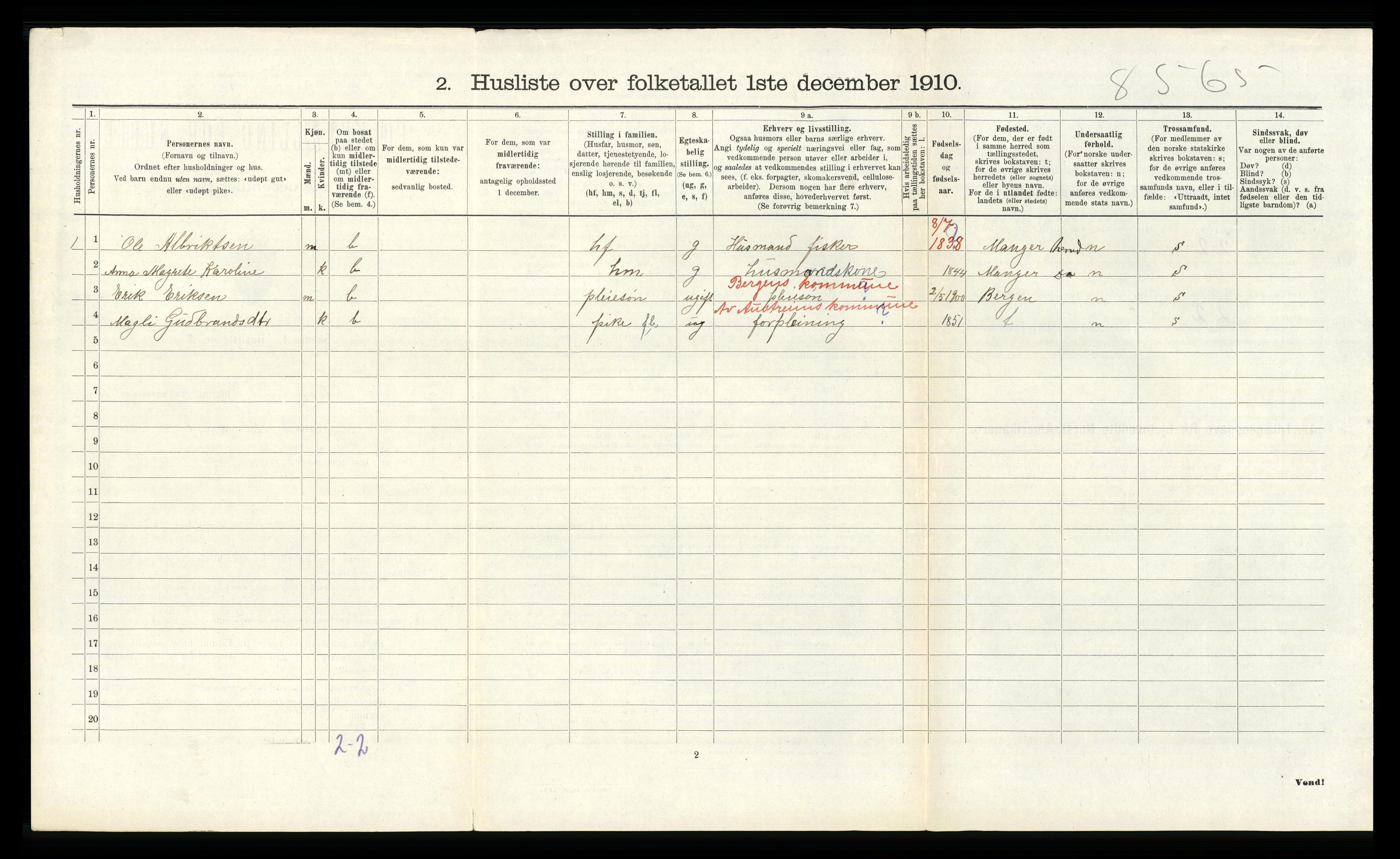 RA, 1910 census for Austrheim, 1910, p. 675