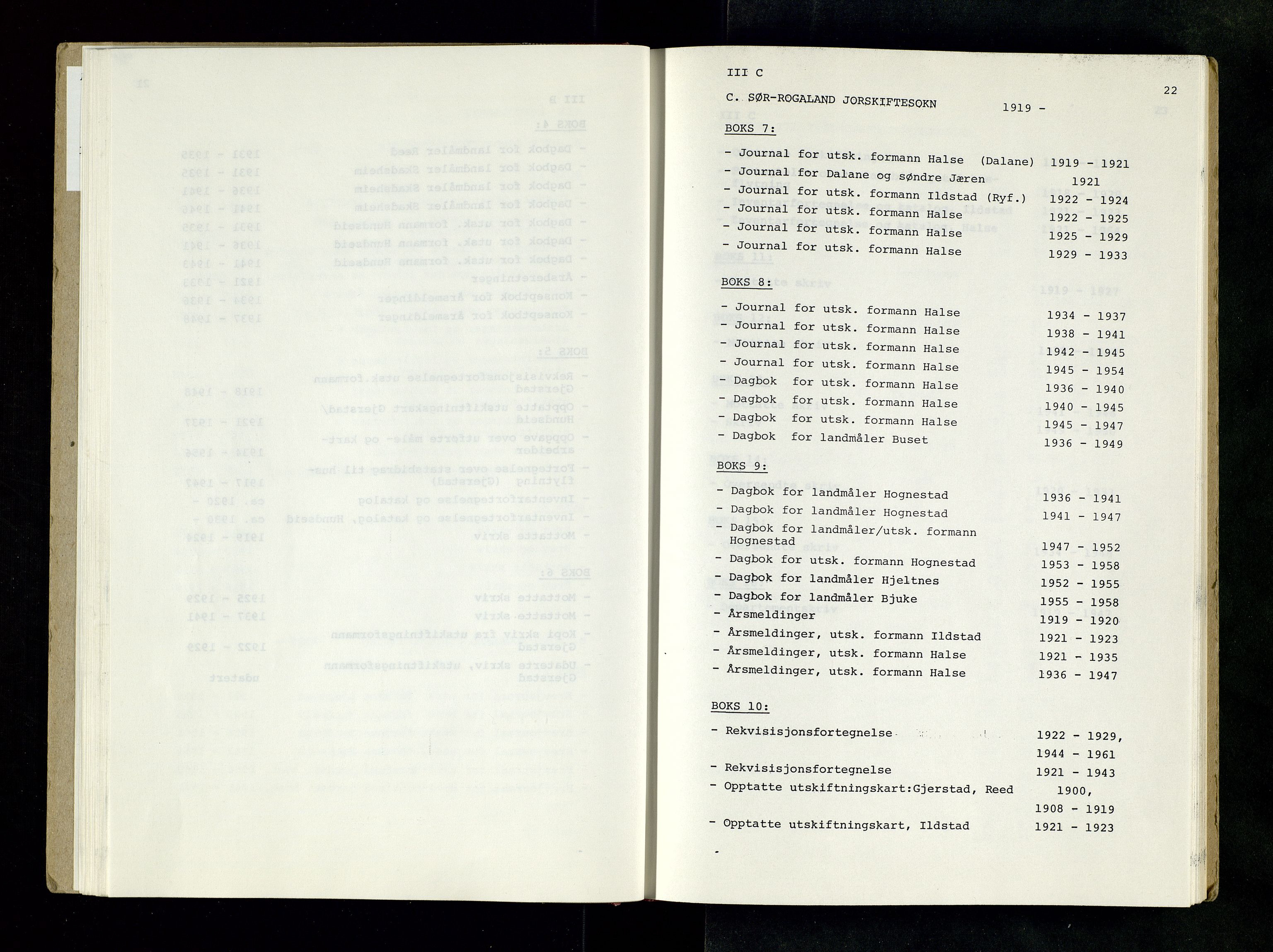 Rogaland jordskifterett, AV/SAST-A-102426/Oaa/L0001: Katalog og register, 1859-1974, p. 22