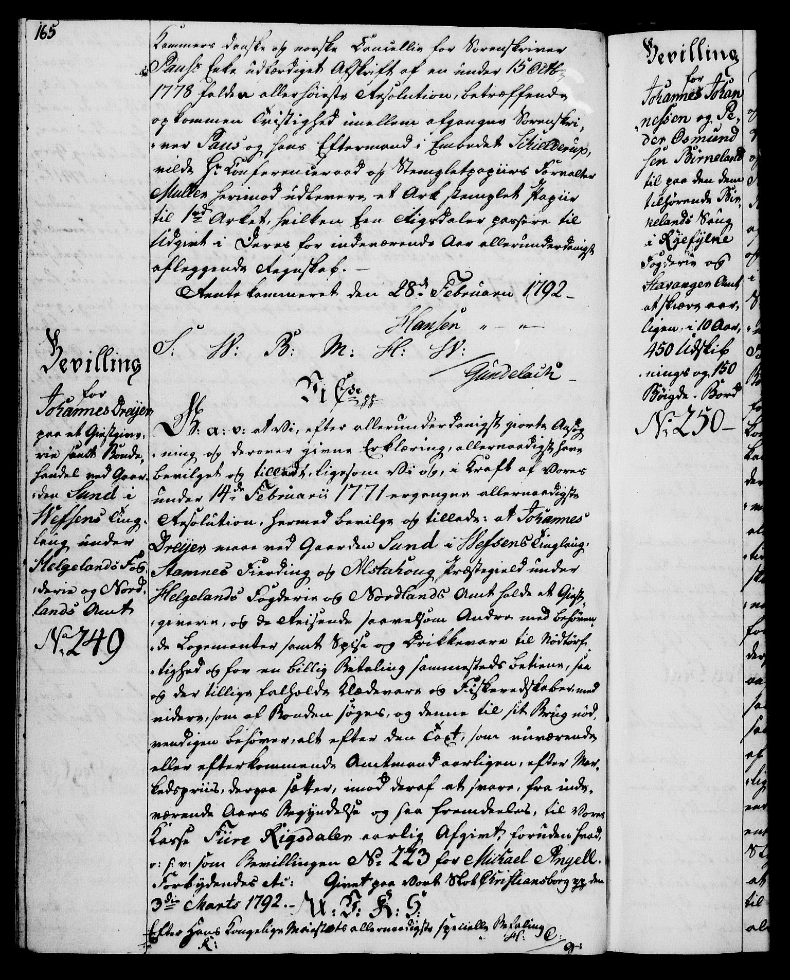Rentekammeret, Kammerkanselliet, RA/EA-3111/G/Gg/Gga/L0015: Norsk ekspedisjonsprotokoll med register (merket RK 53.15), 1790-1791, p. 165