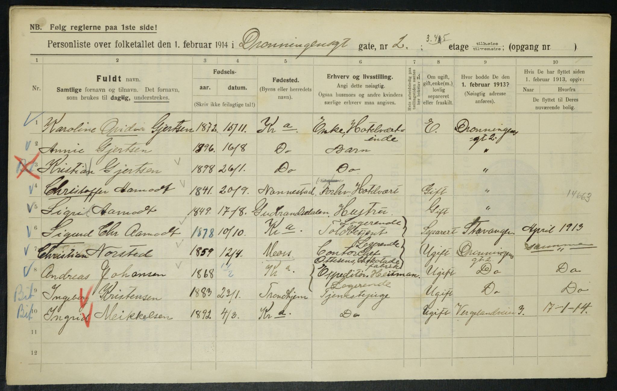 OBA, Municipal Census 1914 for Kristiania, 1914, p. 17397