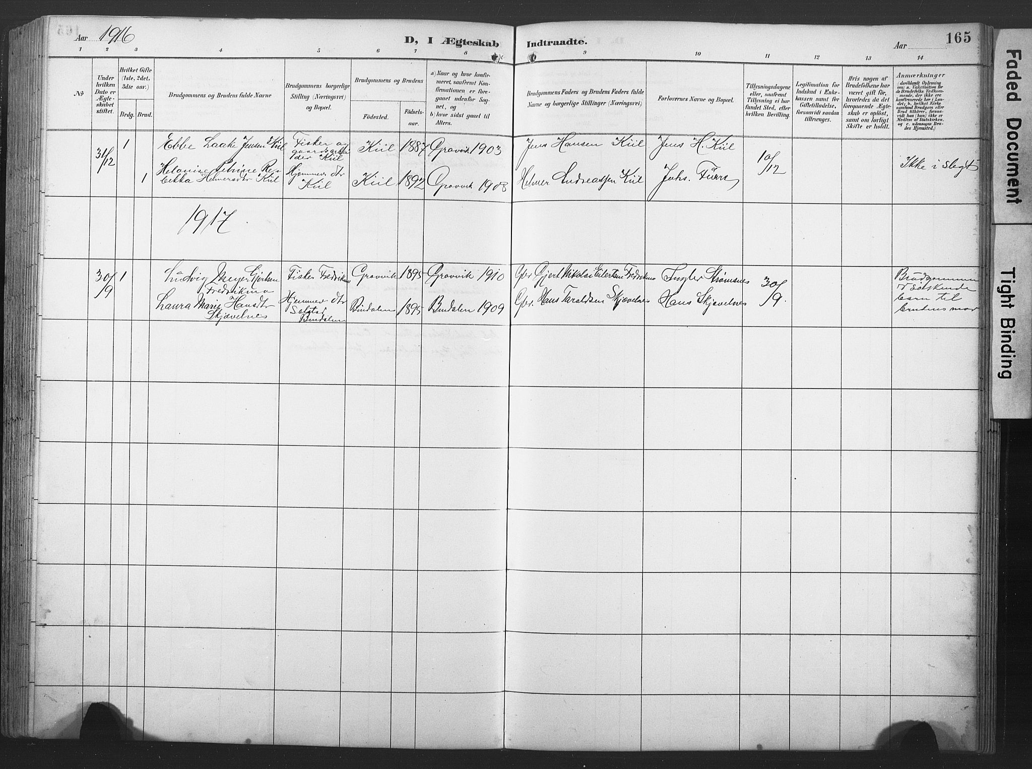 Ministerialprotokoller, klokkerbøker og fødselsregistre - Nord-Trøndelag, AV/SAT-A-1458/789/L0706: Parish register (copy) no. 789C01, 1888-1931, p. 165