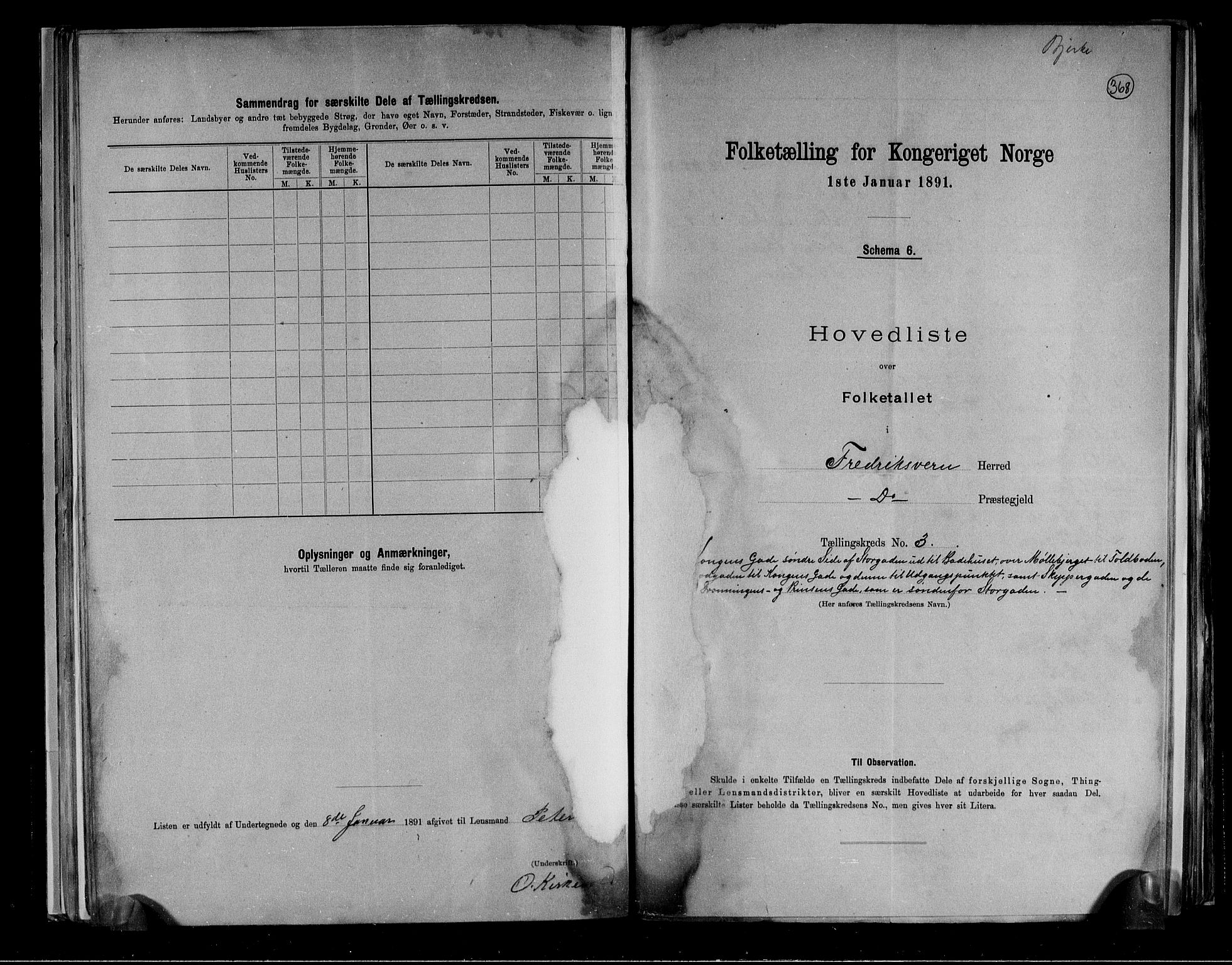 RA, 1891 census for 0798 Fredriksvern, 1891, p. 9