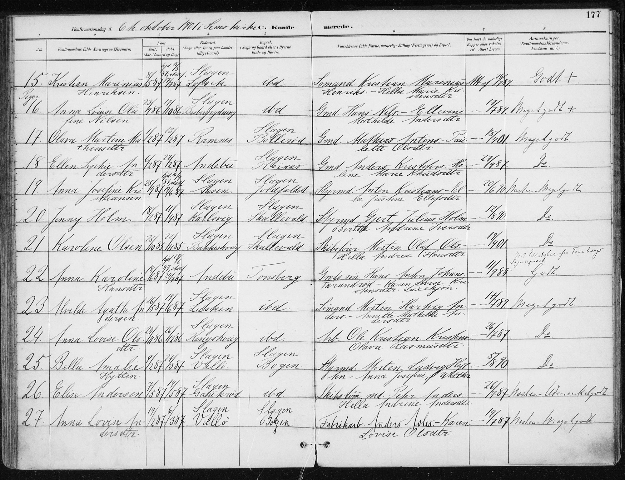 Sem kirkebøker, AV/SAKO-A-5/F/Fb/L0005: Parish register (official) no. II 5, 1892-1904, p. 177