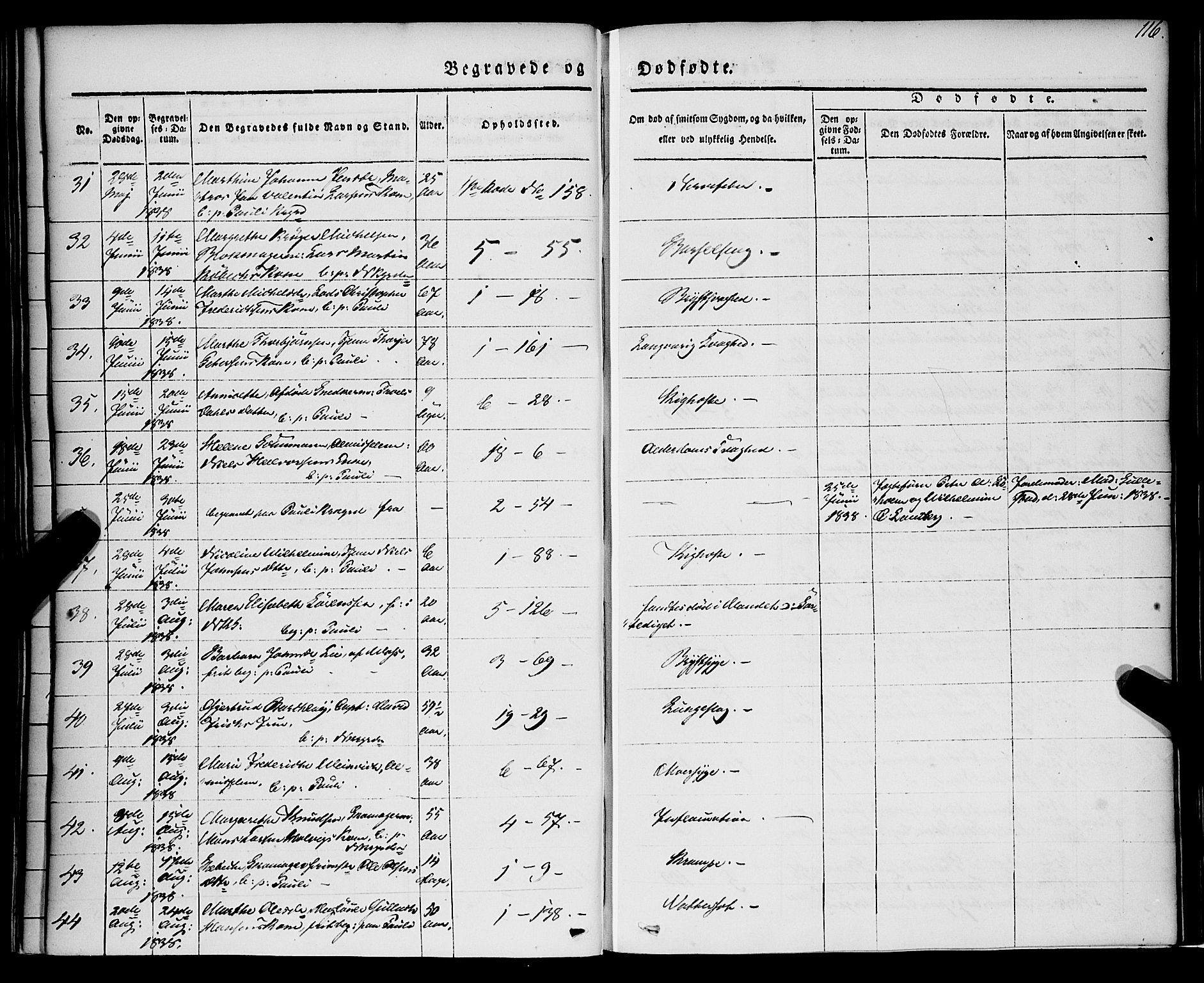 Nykirken Sokneprestembete, AV/SAB-A-77101/H/Haa/L0041: Parish register (official) no. E 1, 1833-1850, p. 116