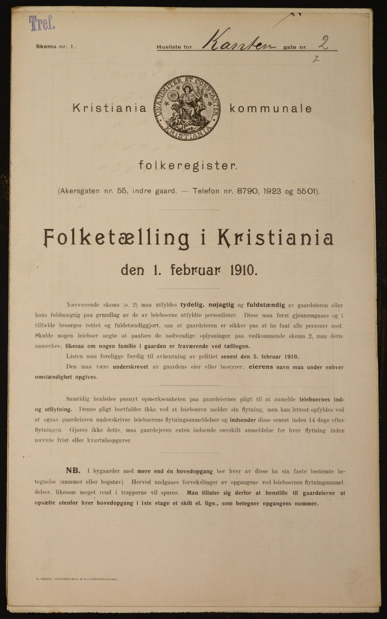 OBA, Municipal Census 1910 for Kristiania, 1910, p. 46736