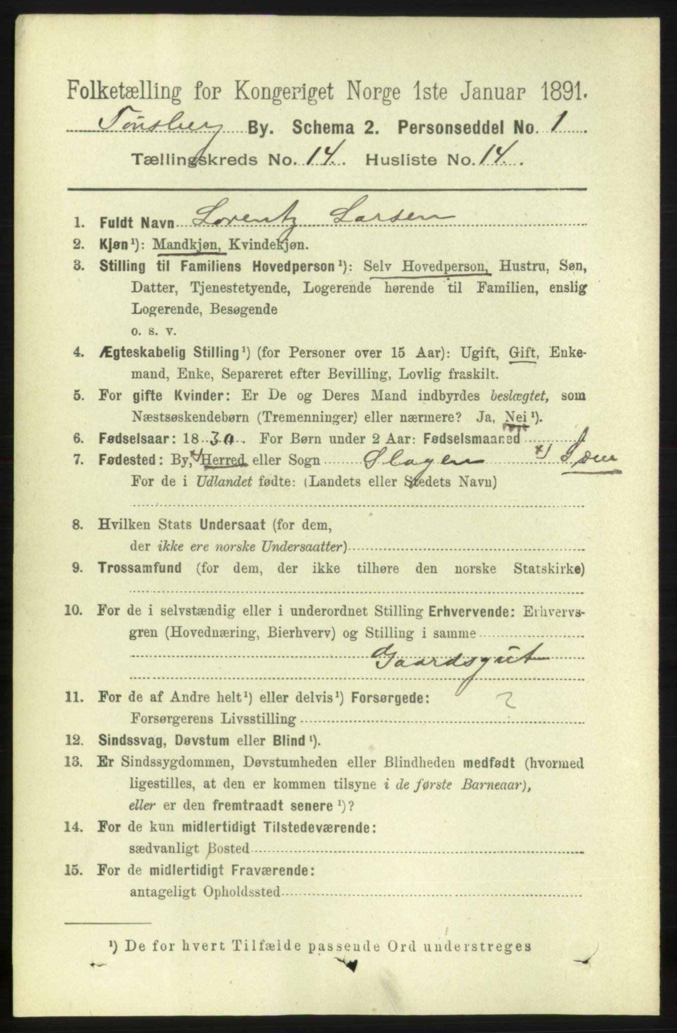 RA, 1891 census for 0705 Tønsberg, 1891, p. 4670