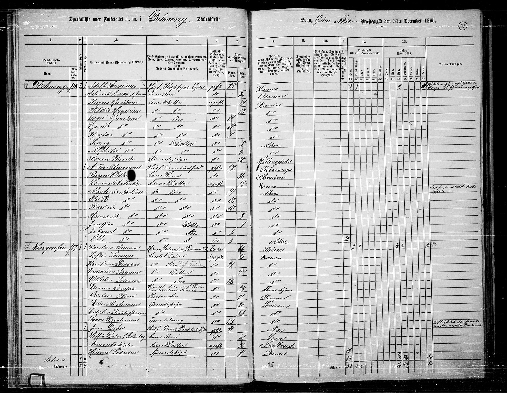 RA, 1865 census for Østre Aker, 1865, p. 28