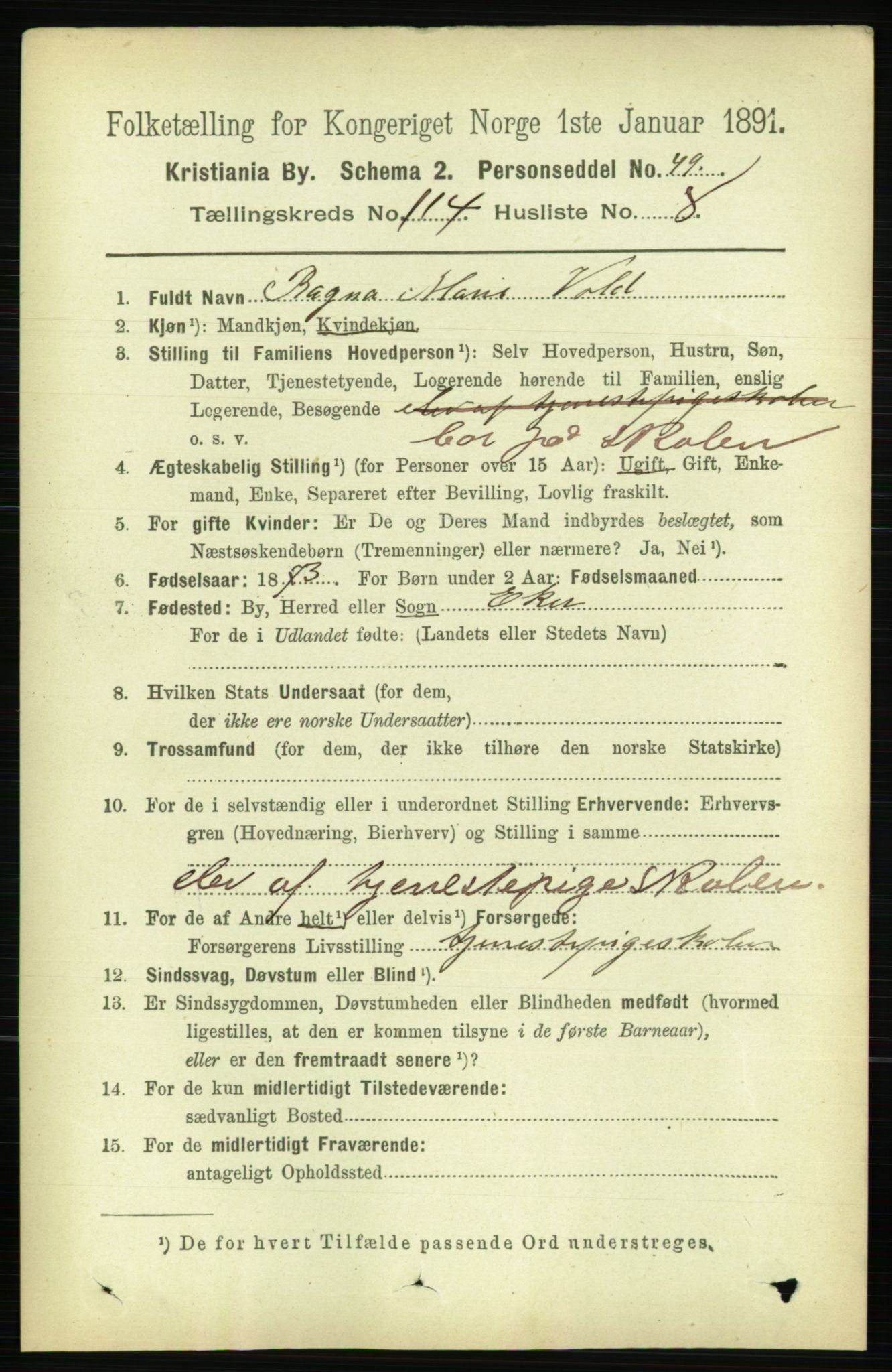 RA, 1891 census for 0301 Kristiania, 1891, p. 60992