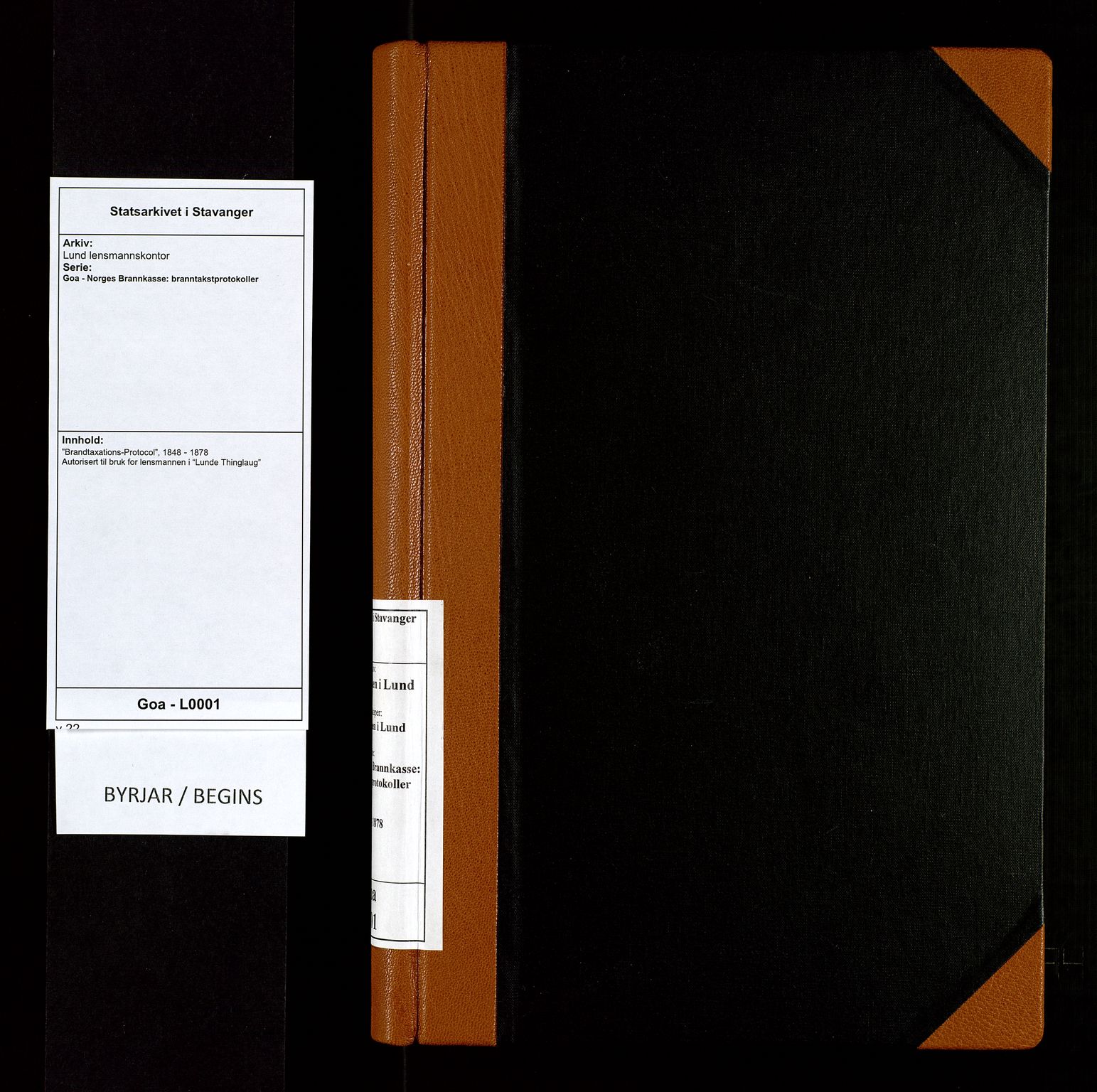 Lund lensmannskontor, SAST/A-100303/Goa/L0001: "Brandtaxations-Protocol", 1848-1878