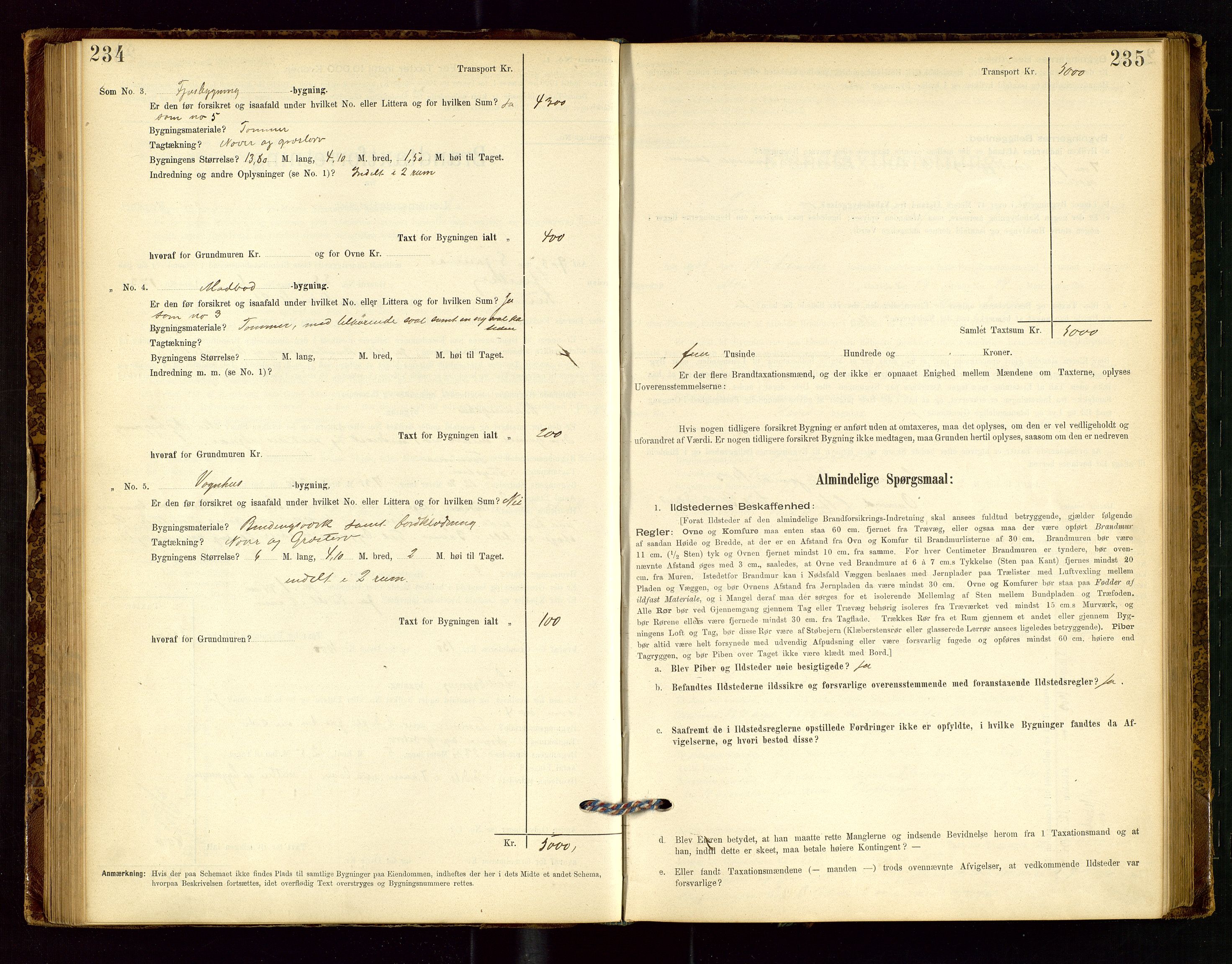 Lund lensmannskontor, AV/SAST-A-100303/Gob/L0001: "Brandtakstprotokol", 1894-1907, p. 234-235