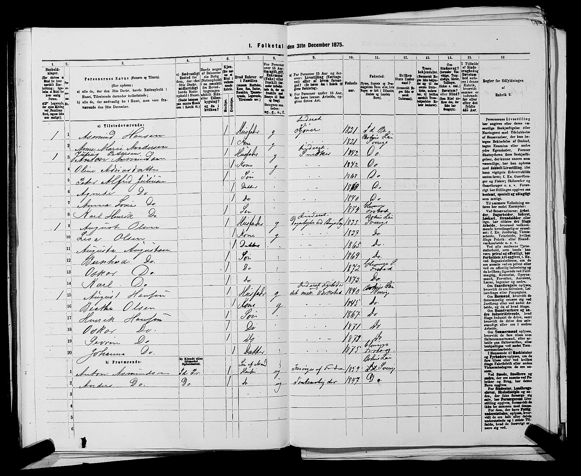 RA, 1875 census for 0132L Fredrikstad/Glemmen, 1875, p. 998