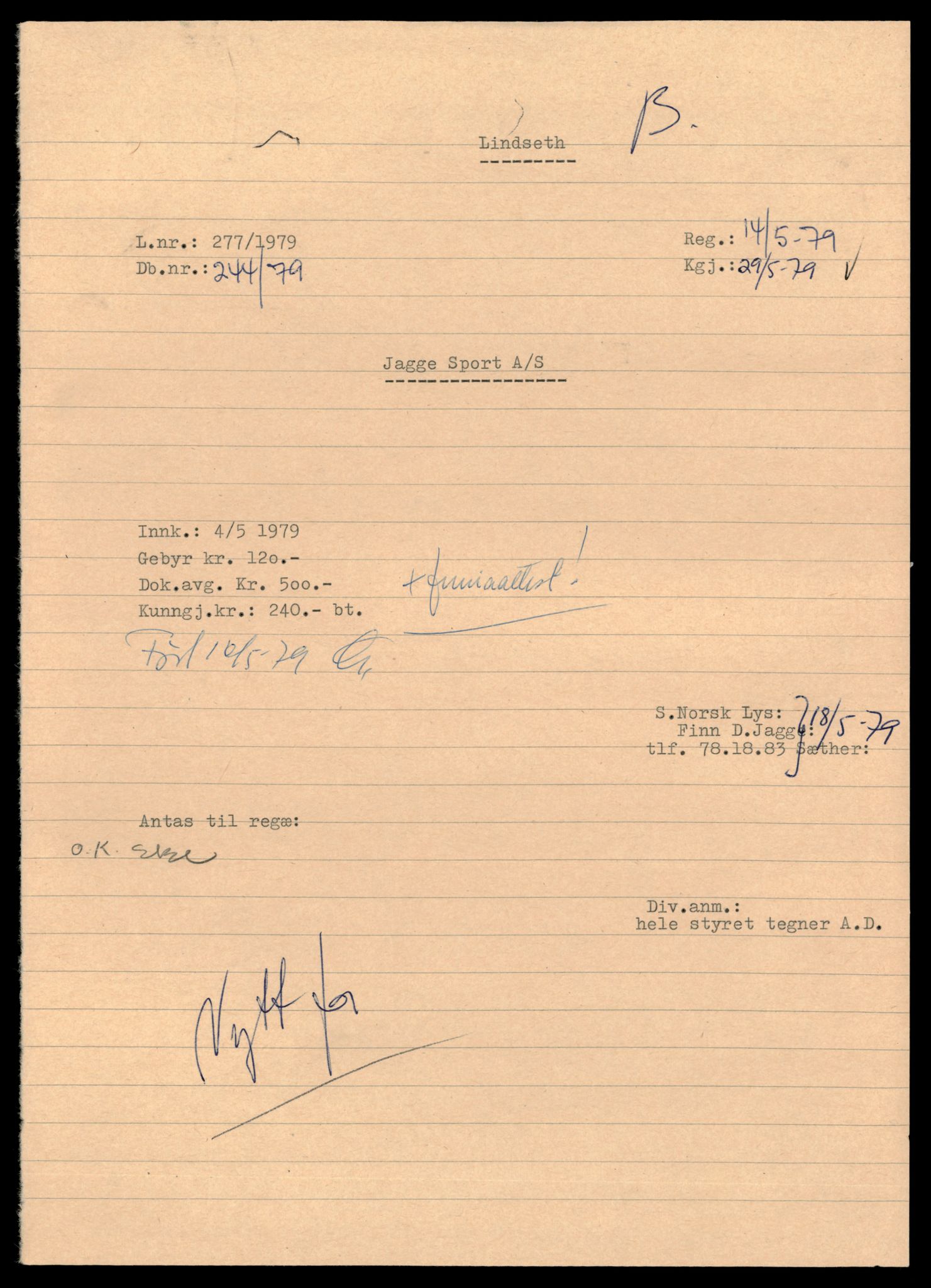 Asker og Bærum tingrett, AV/SAT-A-10379/K/Kb/Kbb/L0098: Aksjeselskap og andelslag i Bærum, Jag - Johannessen, 1944-1989, p. 1