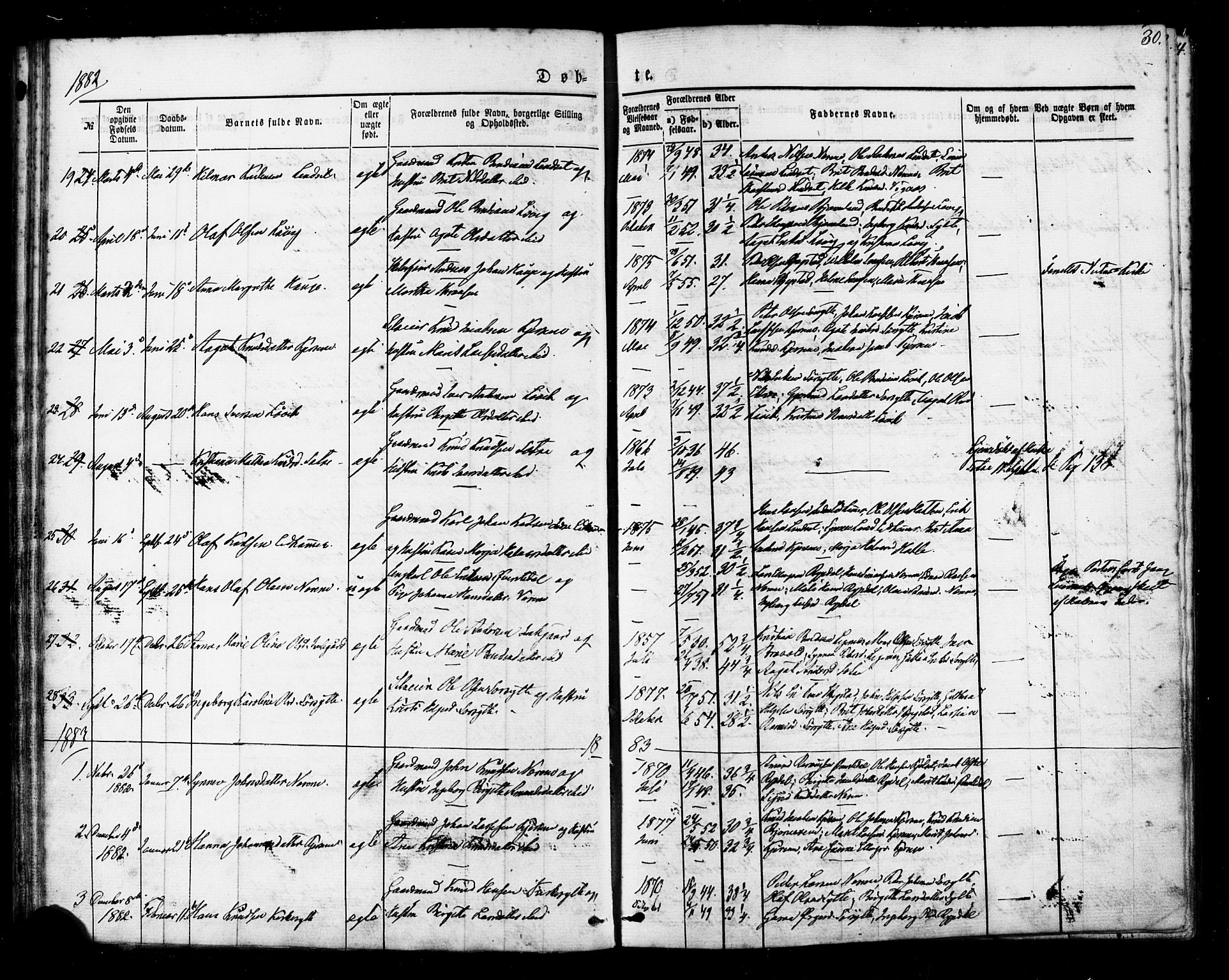 Ministerialprotokoller, klokkerbøker og fødselsregistre - Møre og Romsdal, SAT/A-1454/541/L0545: Parish register (official) no. 541A02, 1872-1886, p. 30
