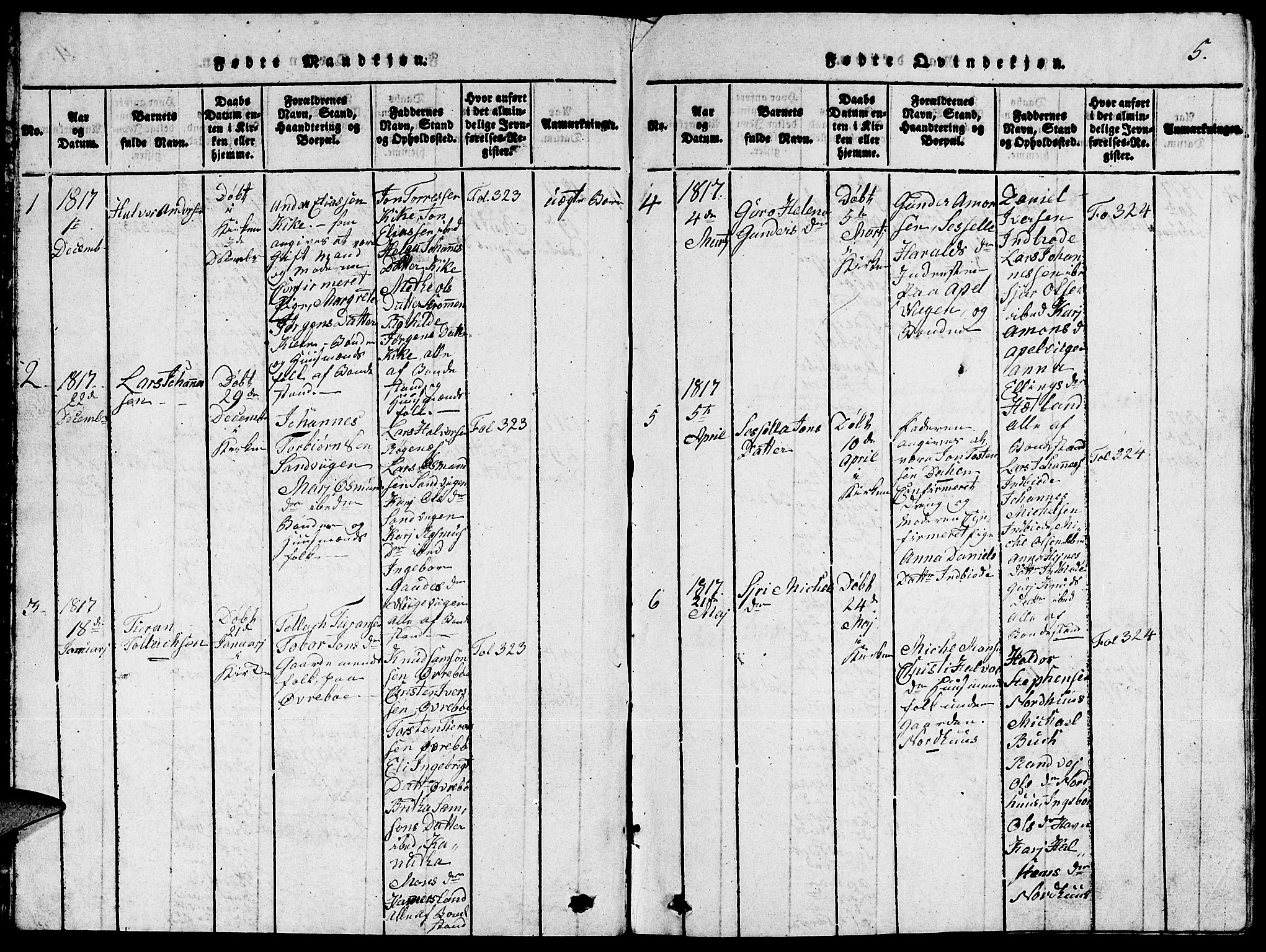 Fjelberg sokneprestembete, SAB/A-75201/H/Hab: Parish register (copy) no. A 1, 1816-1823, p. 5
