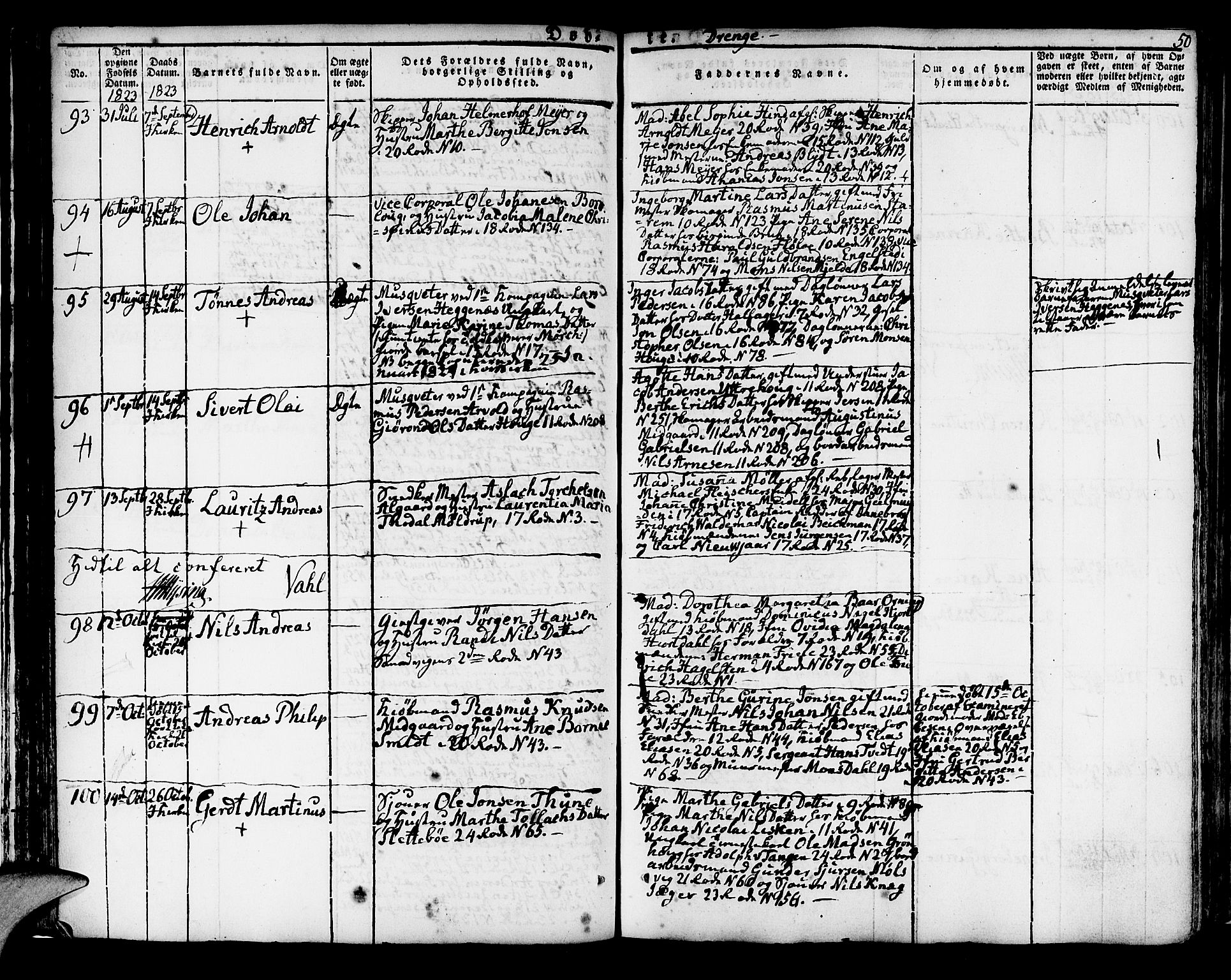 Korskirken sokneprestembete, AV/SAB-A-76101/H/Hab: Parish register (copy) no. A 3, 1821-1831, p. 50