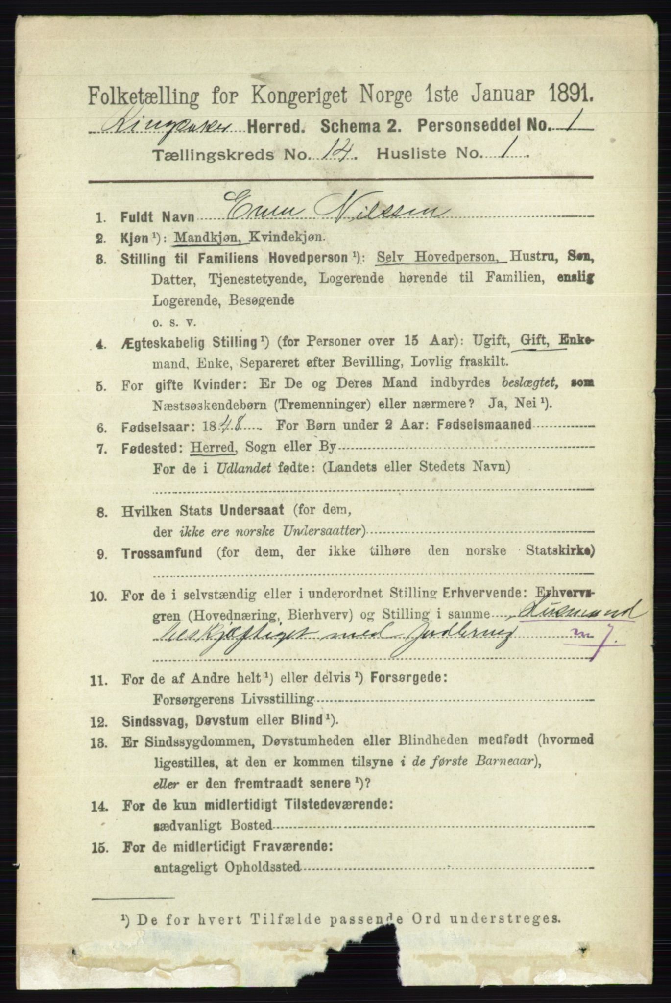 RA, 1891 census for 0412 Ringsaker, 1891, p. 7868