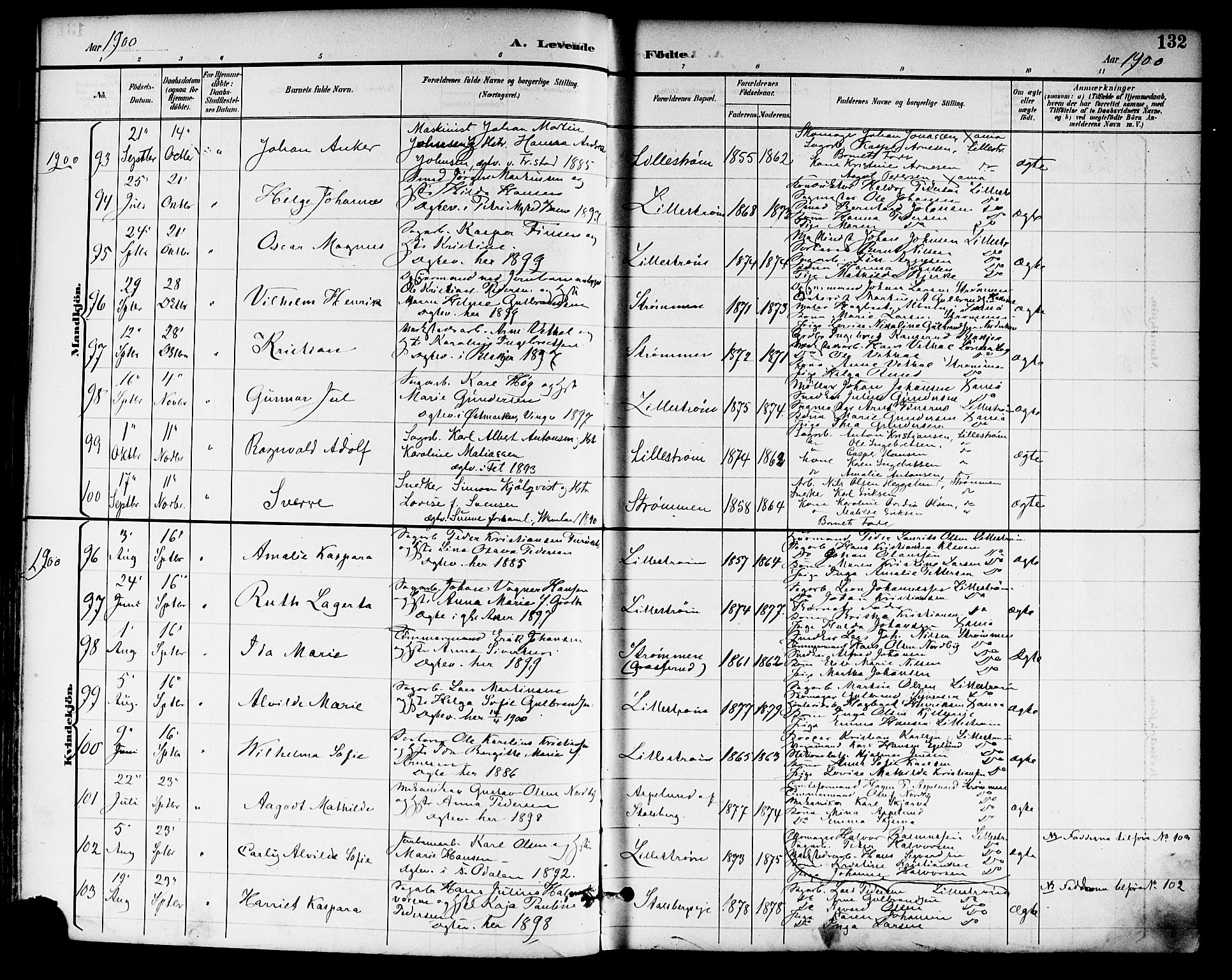Skedsmo prestekontor Kirkebøker, SAO/A-10033a/F/Fa/L0014: Parish register (official) no. I 14, 1892-1901, p. 132