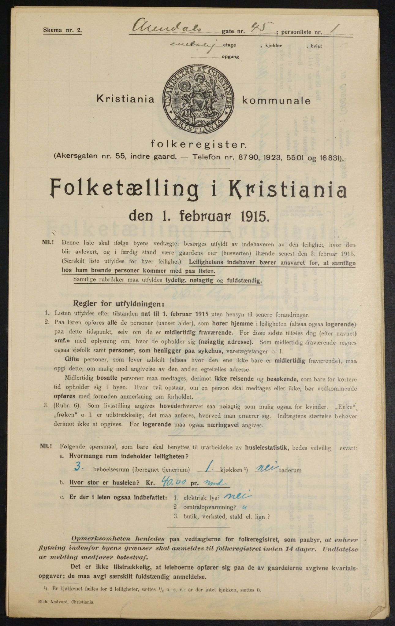 OBA, Municipal Census 1915 for Kristiania, 1915, p. 1921