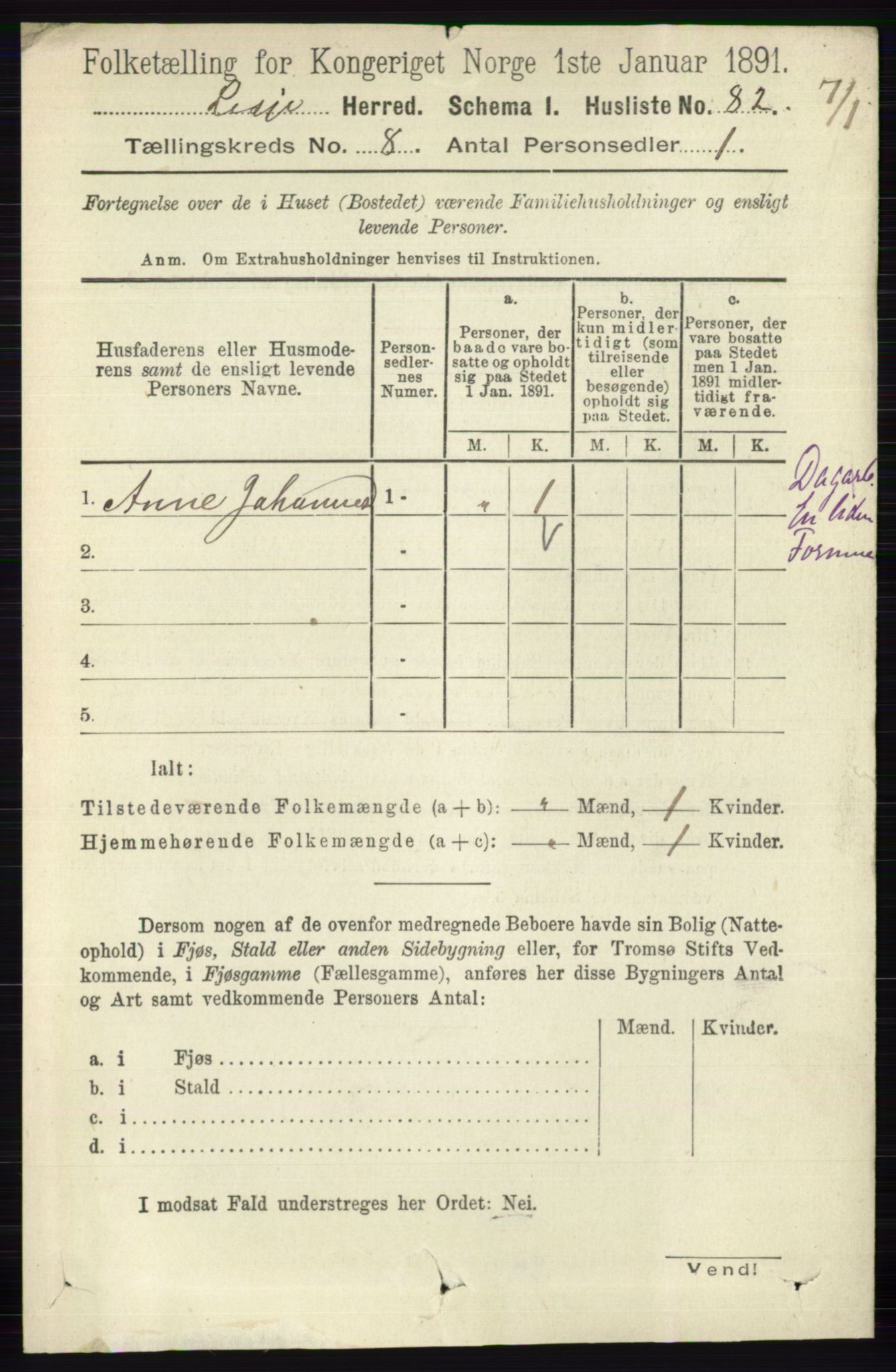 RA, 1891 census for 0512 Lesja, 1891, p. 2987