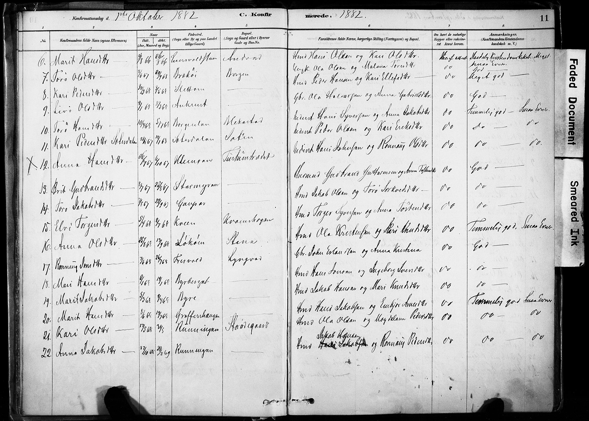 Lom prestekontor, SAH/PREST-070/K/L0009: Parish register (official) no. 9, 1878-1907, p. 11