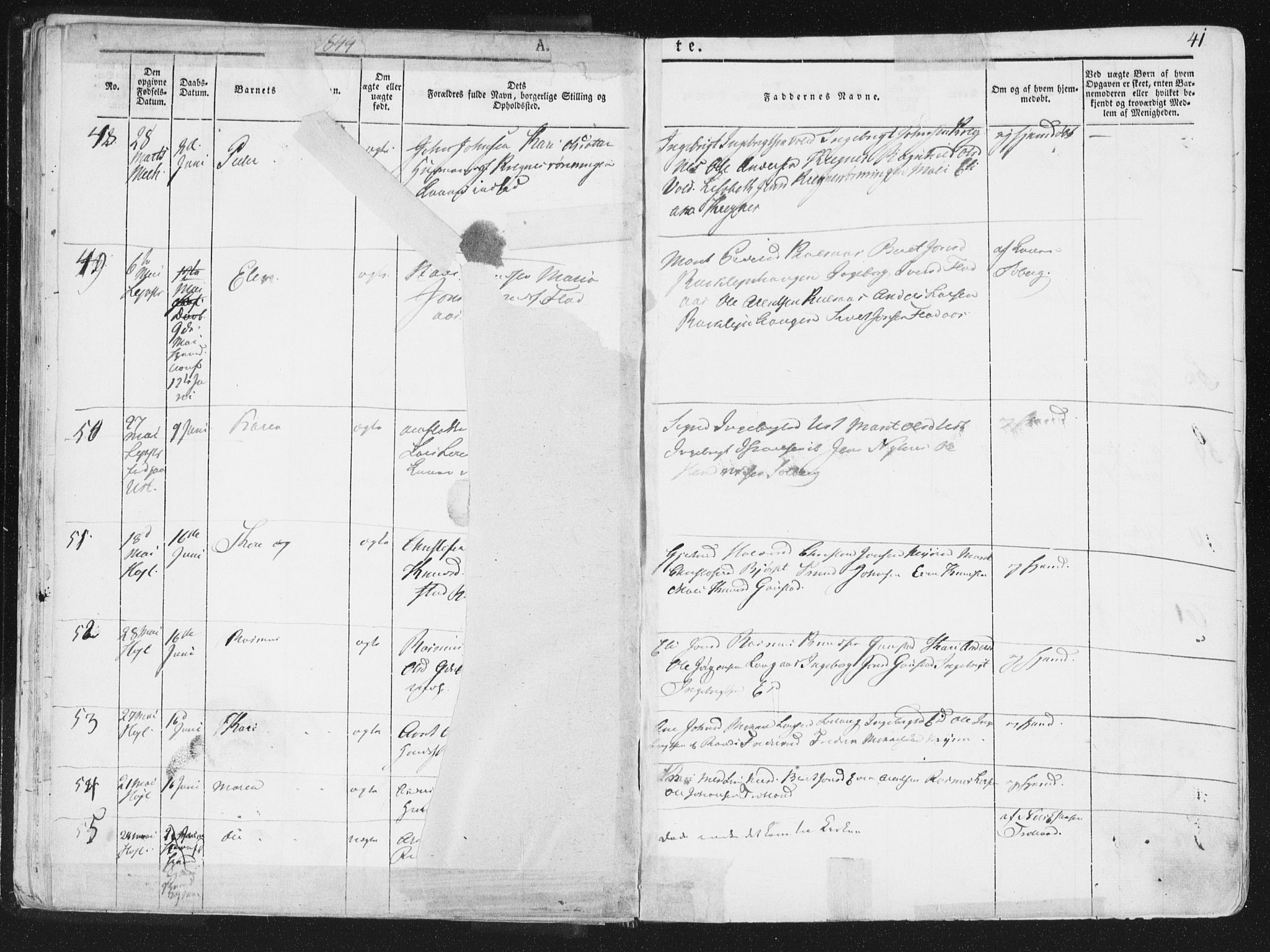 Ministerialprotokoller, klokkerbøker og fødselsregistre - Sør-Trøndelag, AV/SAT-A-1456/691/L1074: Parish register (official) no. 691A06, 1842-1852, p. 41