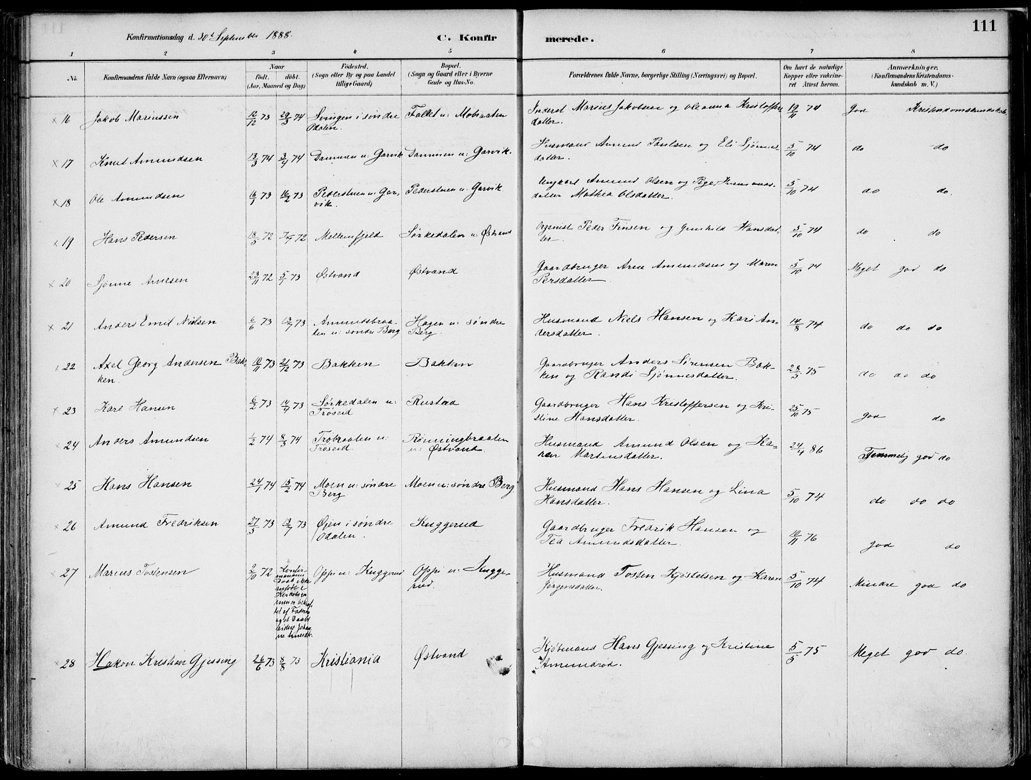 Nord-Odal prestekontor, SAH/PREST-032/H/Ha/Haa/L0008: Parish register (official) no. 8, 1886-1901, p. 111