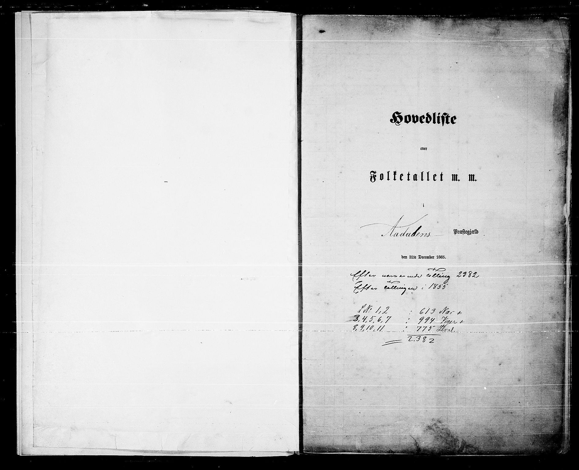 RA, 1865 census for Ådal, 1865, p. 5