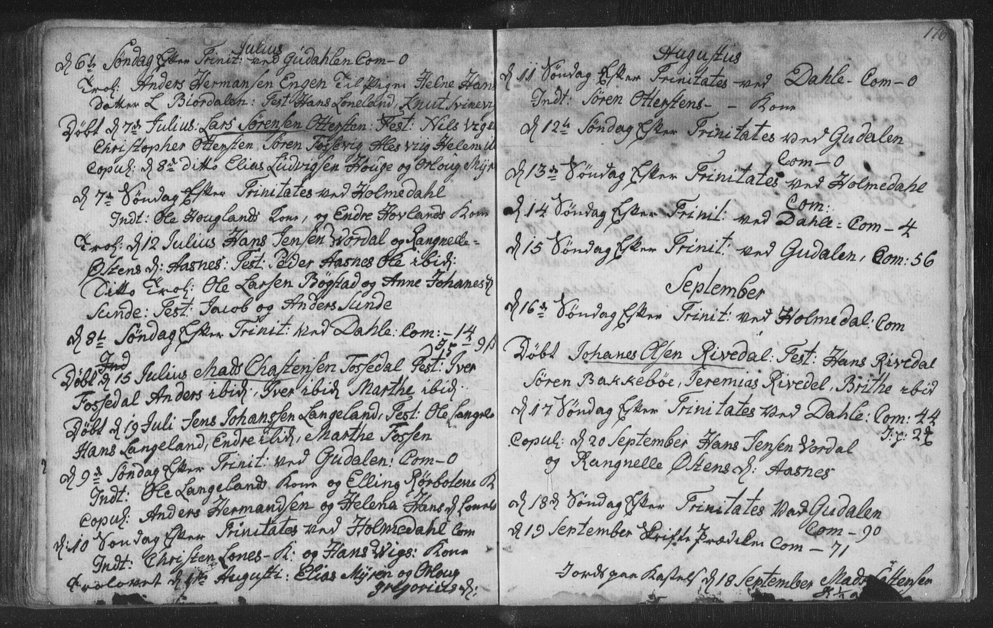 Fjaler sokneprestembete, AV/SAB-A-79801/H/Haa/Haaa/L0002: Parish register (official) no. A 2, 1779-1798, p. 176