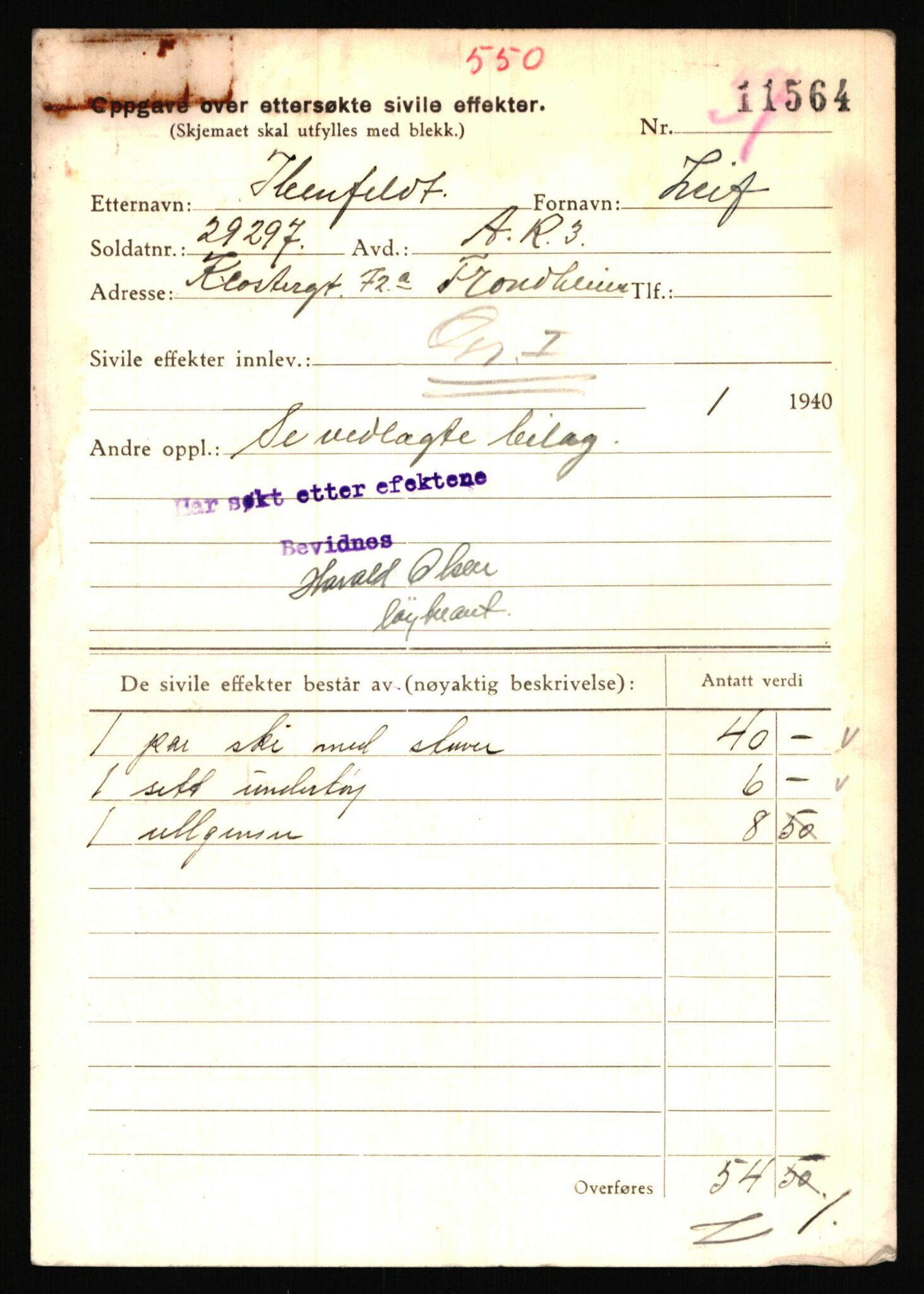 Justisdepartementet, Oppgjørsavdelingen, AV/RA-S-1056/G/Gb/L0036: Oppgaver over ettersøkte sivile effekter. Ibenfeldt, Leif - Ivesdal, Peder, 1940-1942, p. 3