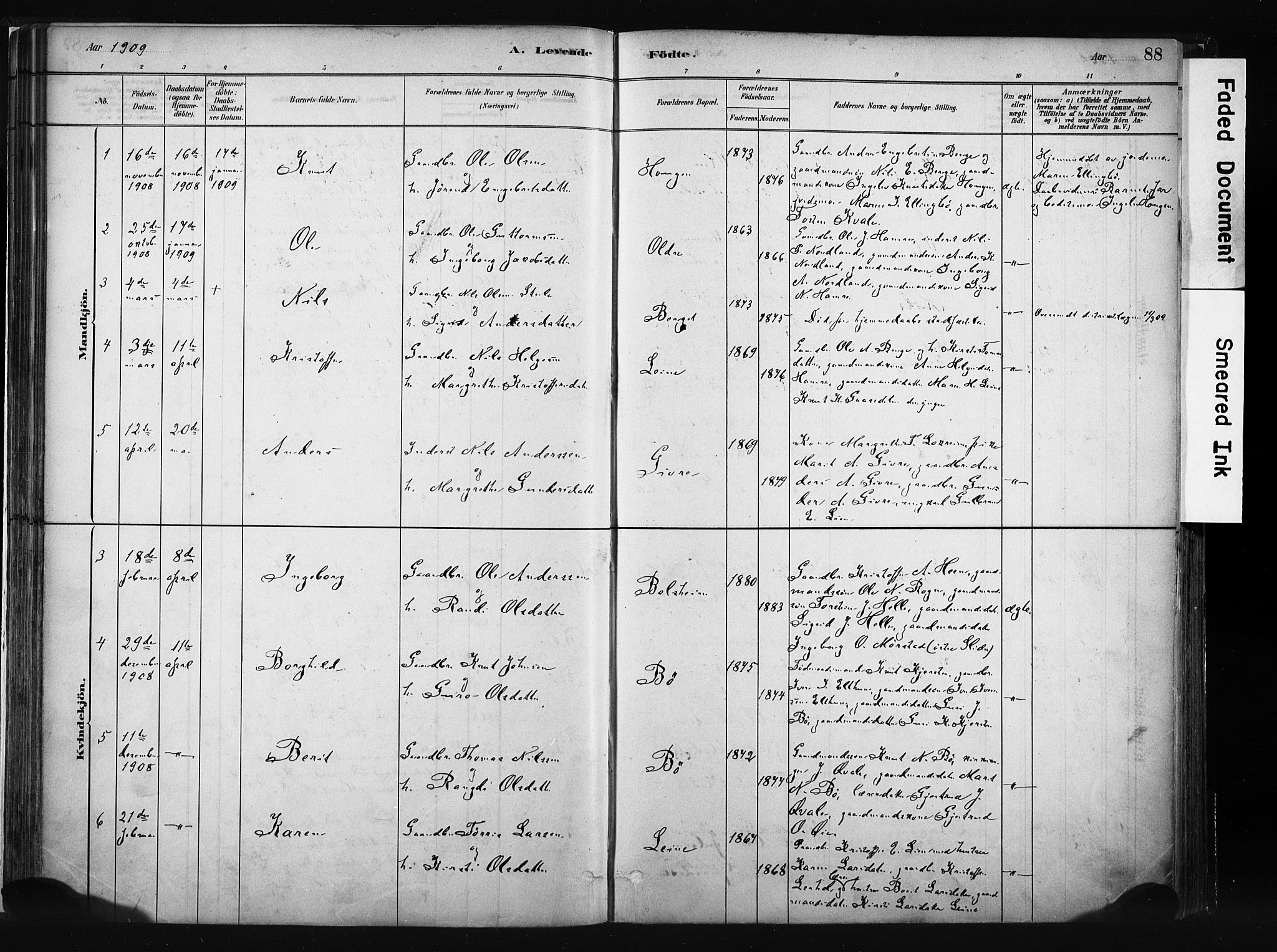 Vang prestekontor, Valdres, SAH/PREST-140/H/Ha/L0008: Parish register (official) no. 8, 1882-1910, p. 88