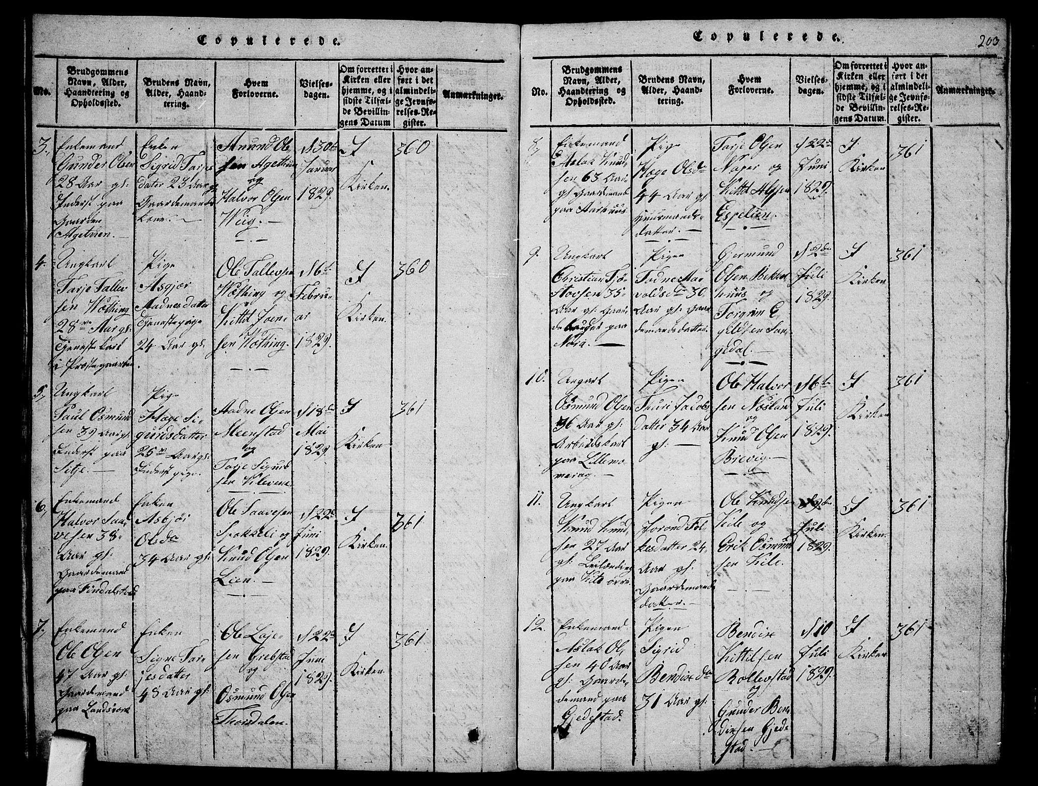Fyresdal kirkebøker, SAKO/A-263/G/Ga/L0001: Parish register (copy) no. I 1, 1816-1840, p. 203