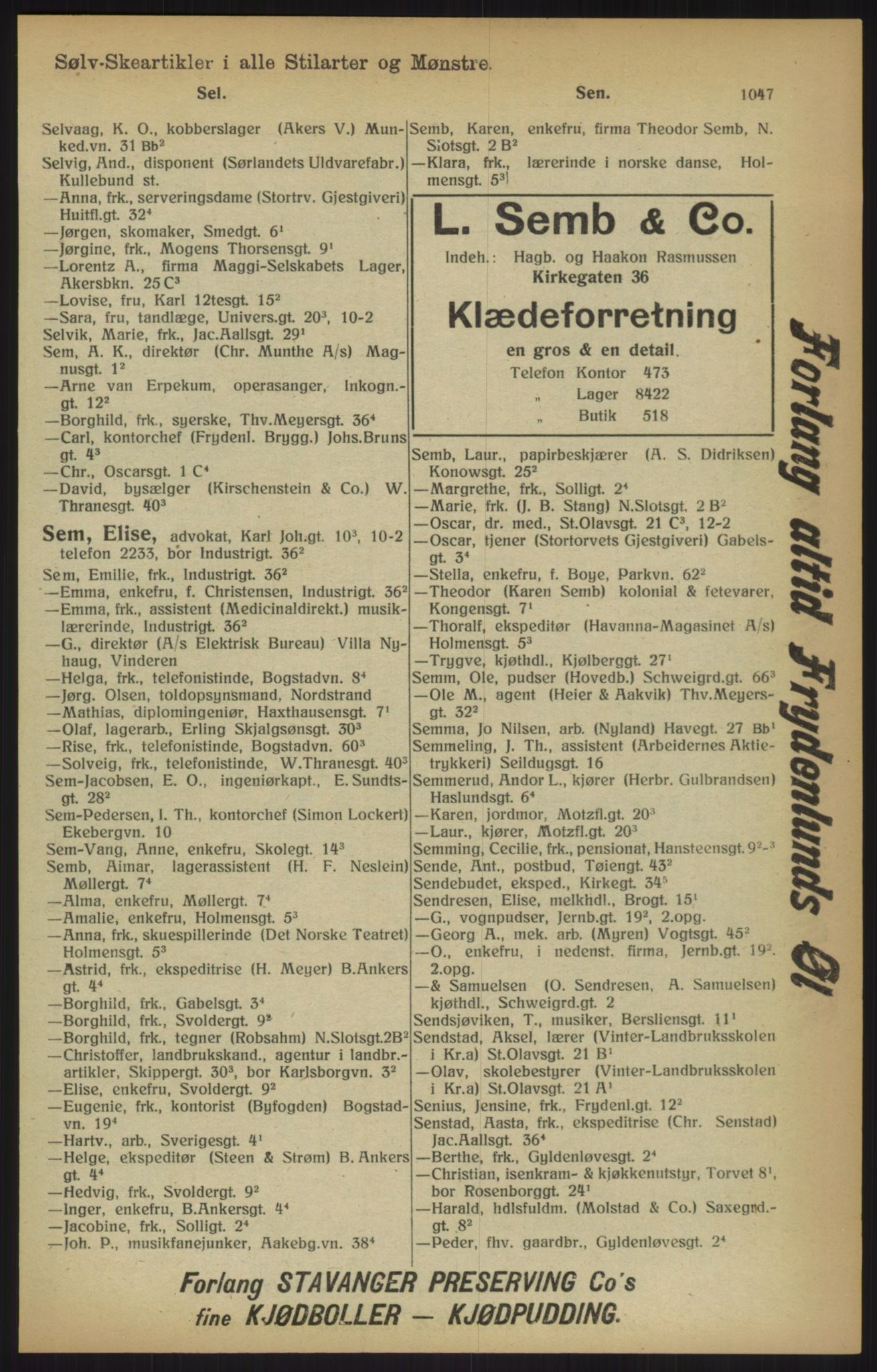 Kristiania/Oslo adressebok, PUBL/-, 1915, p. 1047