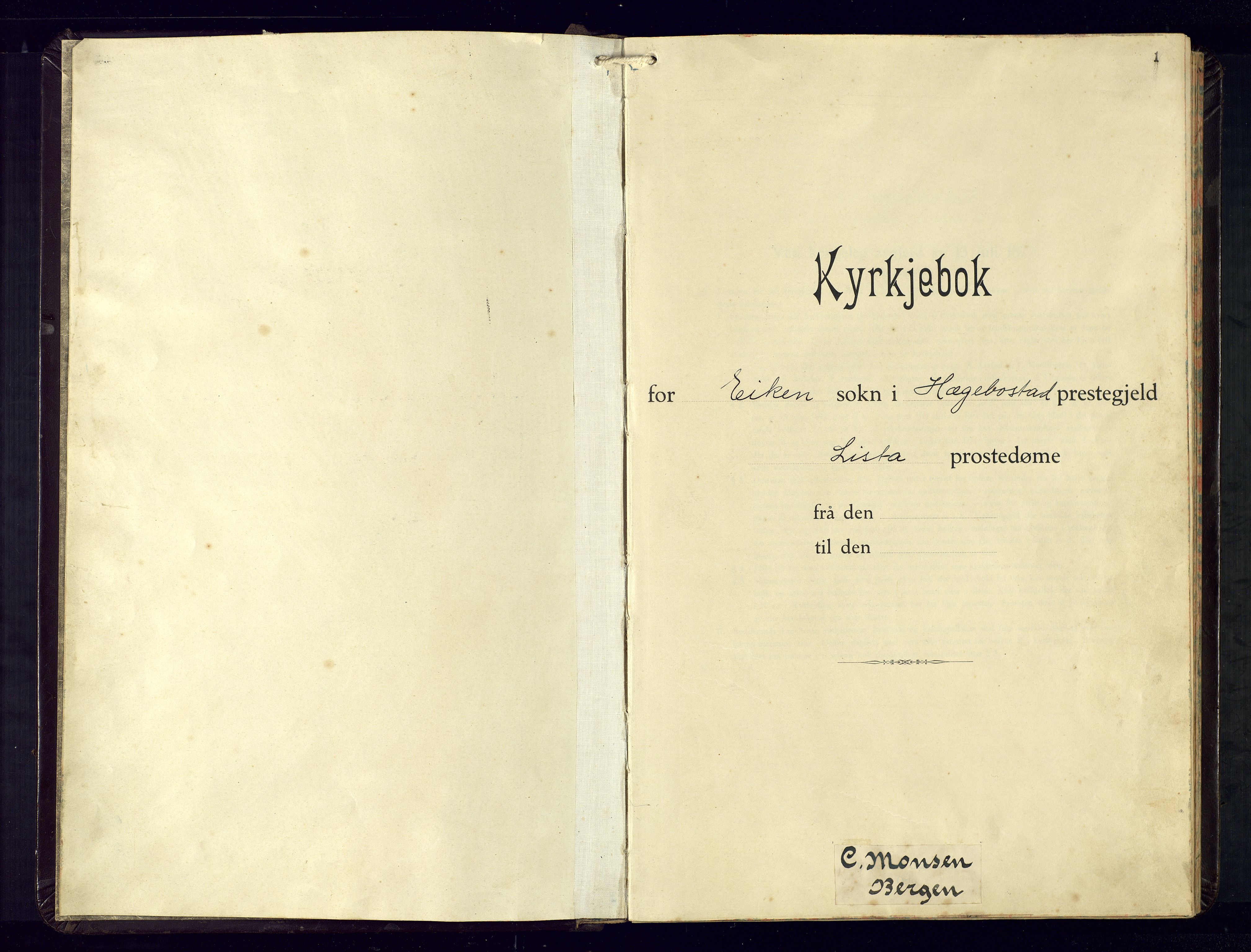 Hægebostad sokneprestkontor, AV/SAK-1111-0024/F/Fb/Fbb/L0004: Parish register (copy) no. B-4, 1938-1976, p. 1