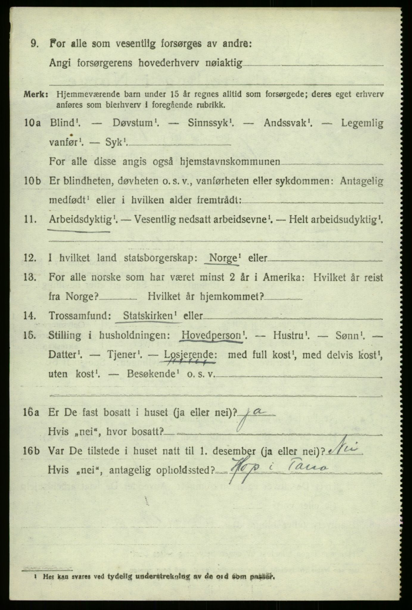 SAB, 1920 census for Haus, 1920, p. 4630