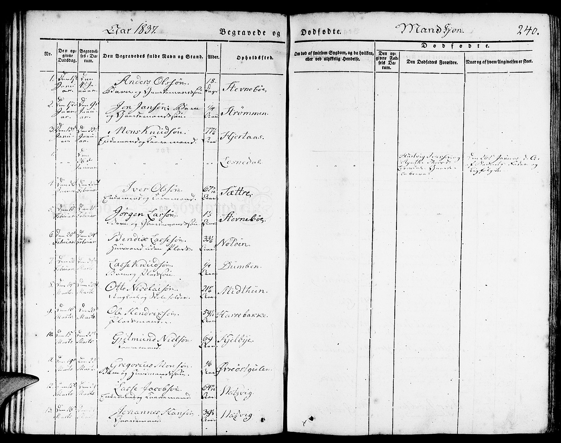 Gulen sokneprestembete, SAB/A-80201/H/Haa/Haaa/L0020: Parish register (official) no. A 20, 1837-1847, p. 240