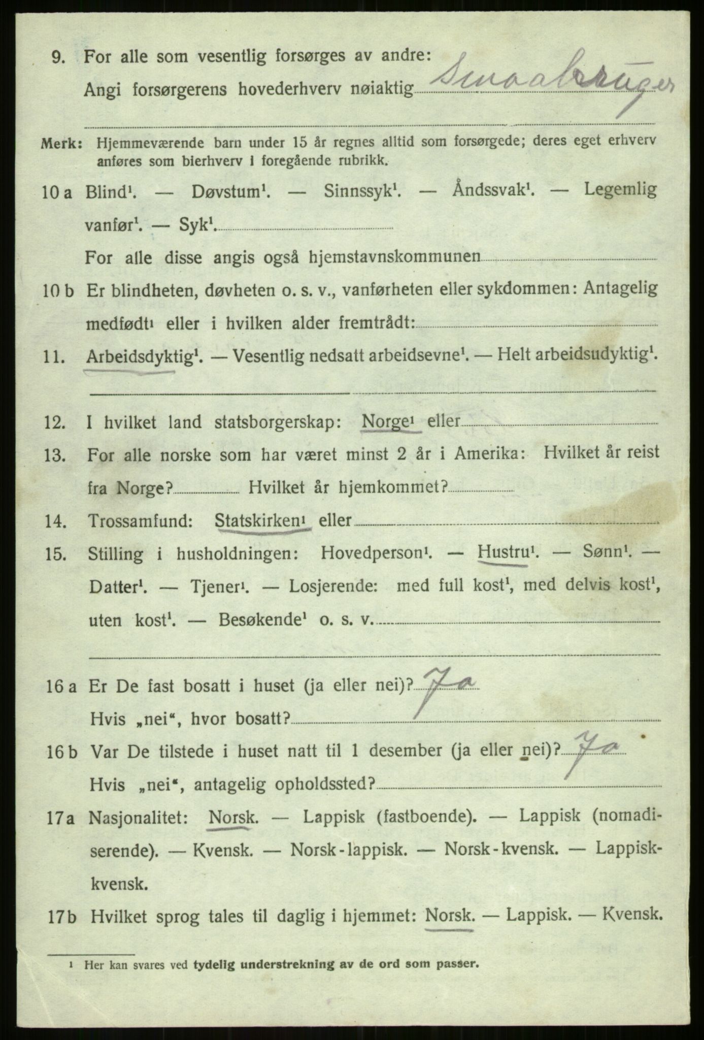 SATØ, 1920 census for Balsfjord, 1920, p. 3843