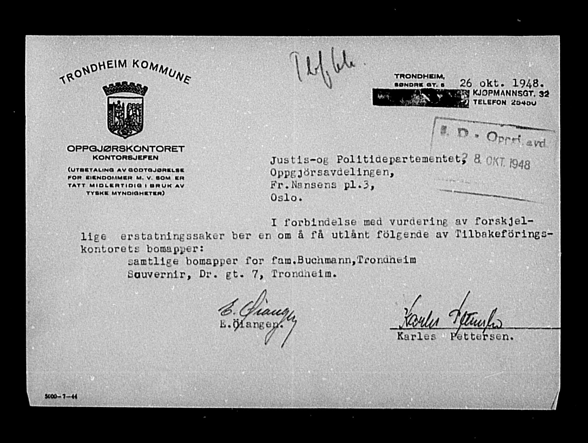 Justisdepartementet, Tilbakeføringskontoret for inndratte formuer, AV/RA-S-1564/H/Hc/Hca/L0893: --, 1945-1947, p. 103