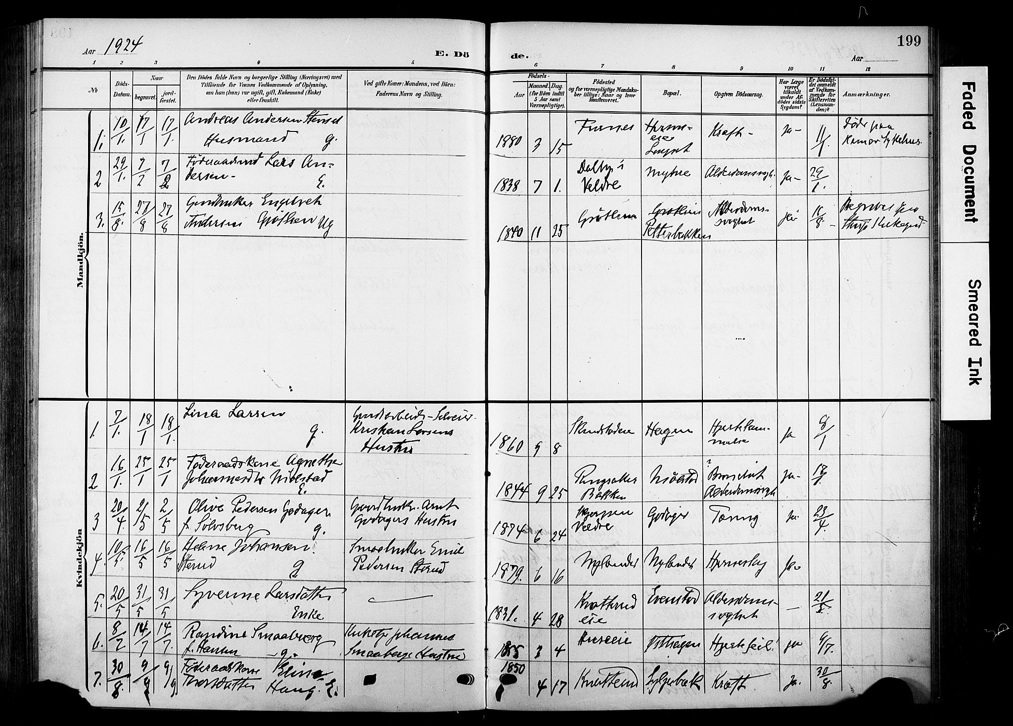 Nes prestekontor, Hedmark, SAH/PREST-020/K/Ka/L0014: Parish register (official) no. 14, 1906-1929, p. 199